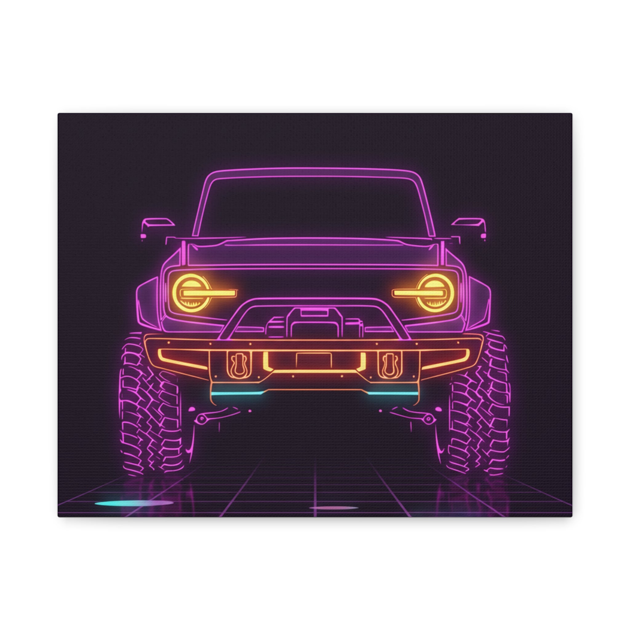 Ford Bronco (2021+) Neon Synthwave Canvas Wall Art