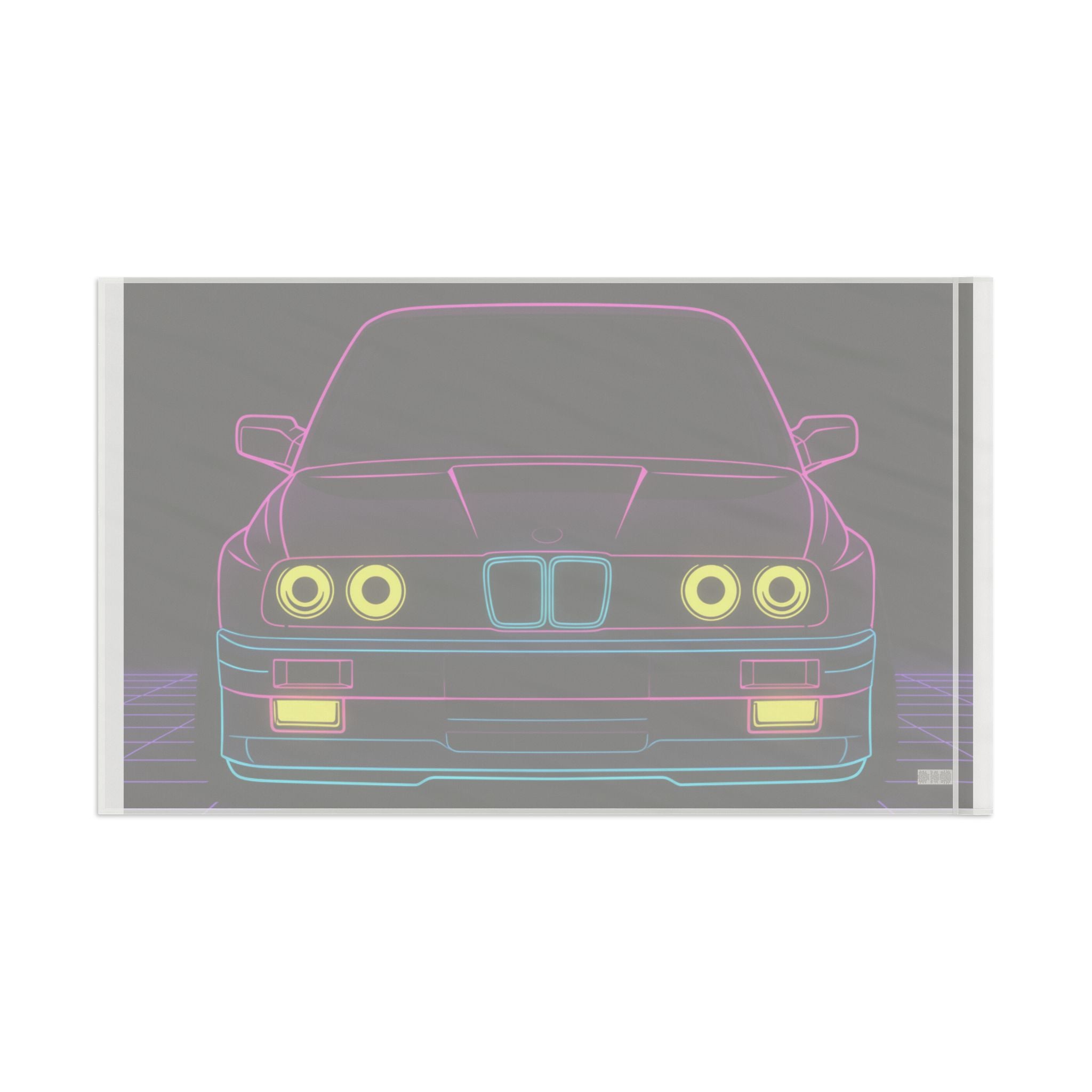 BMW E30 Neon Synthwave Garage Flag