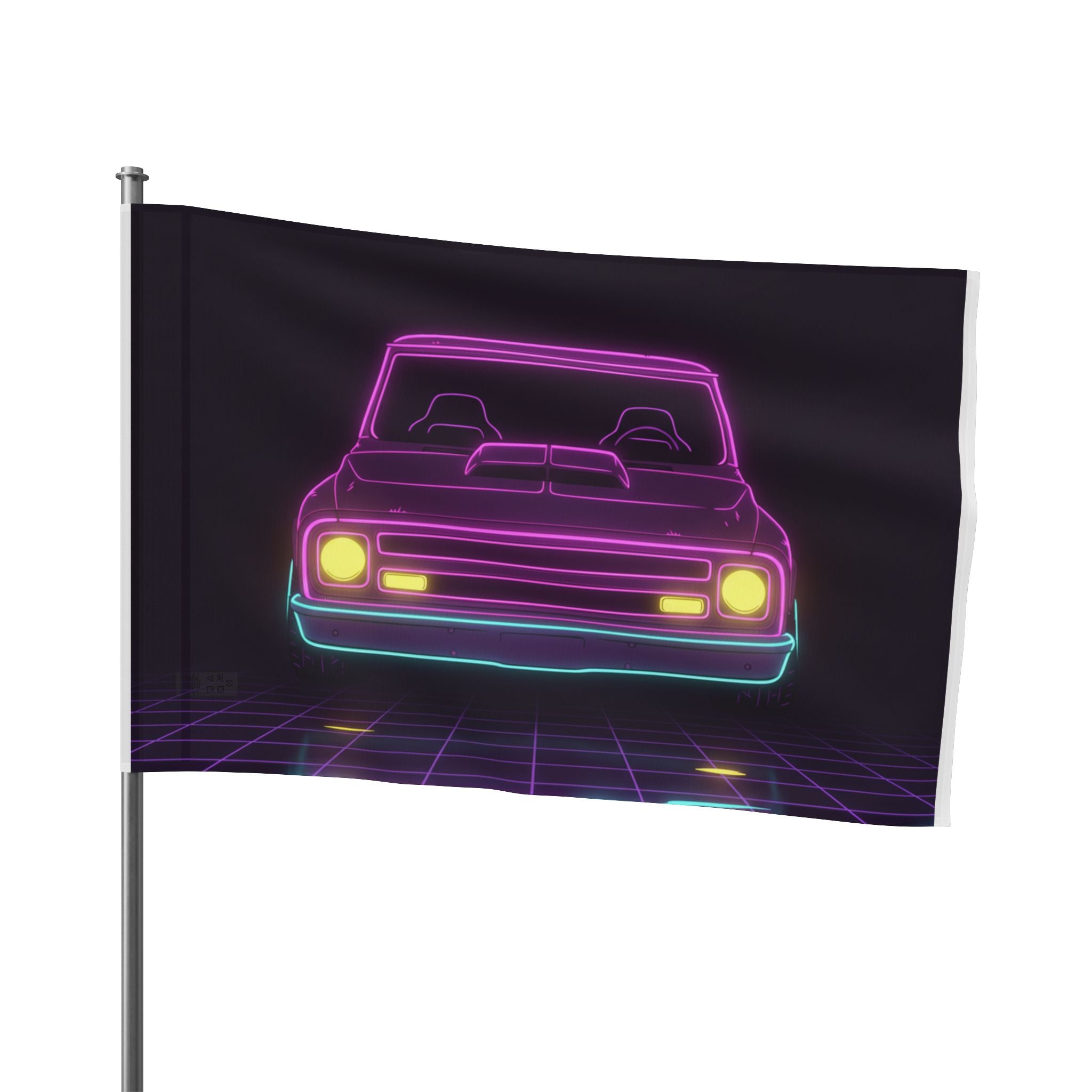 Chevy C10 Pickup (1967-72) Neon Synthwave Garage Flag