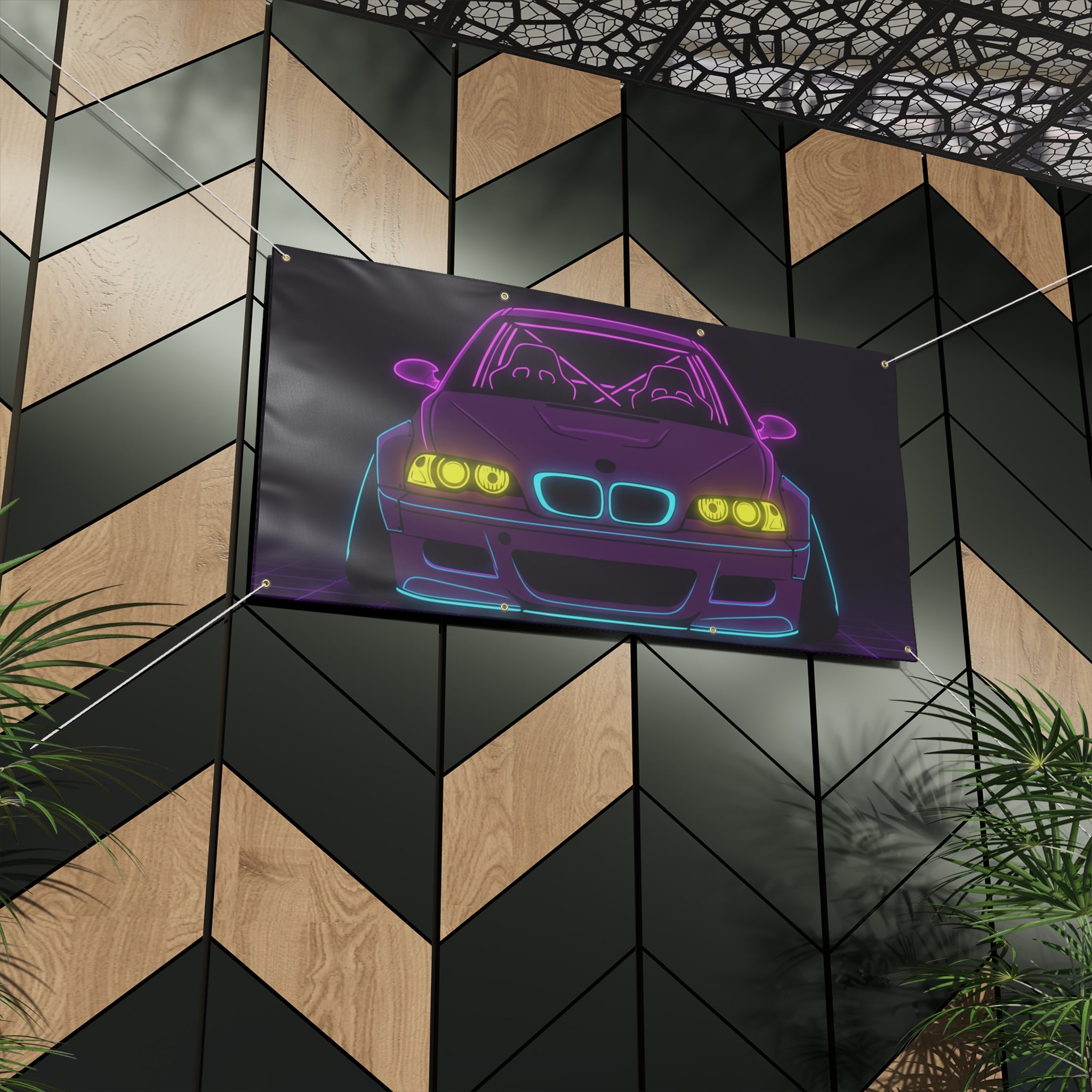 BMW E46 M3 (2000-06) Neon Synthwave Banner