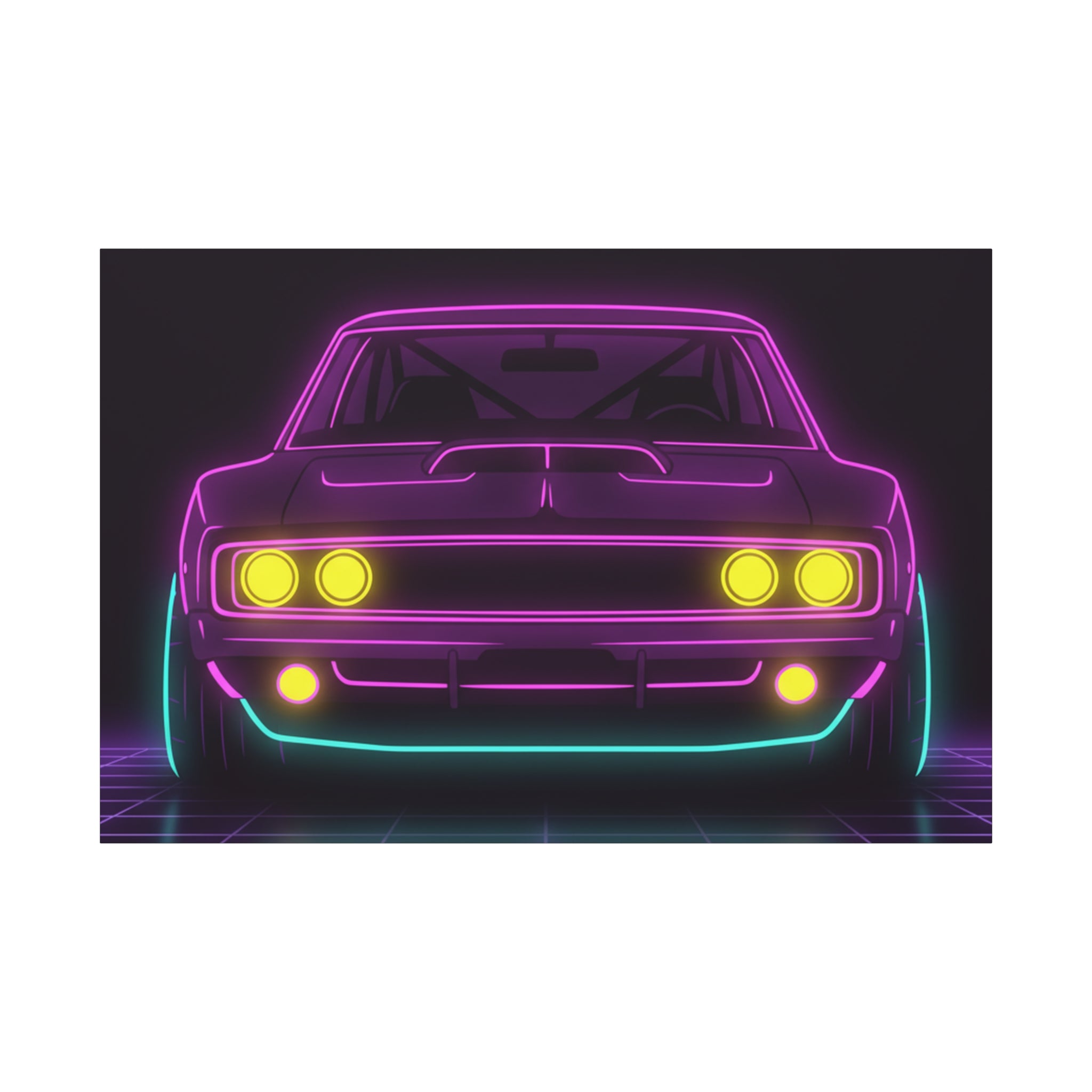 Dodge Charger R/T (1968-70) Neon Synthwave Canvas Wall Art