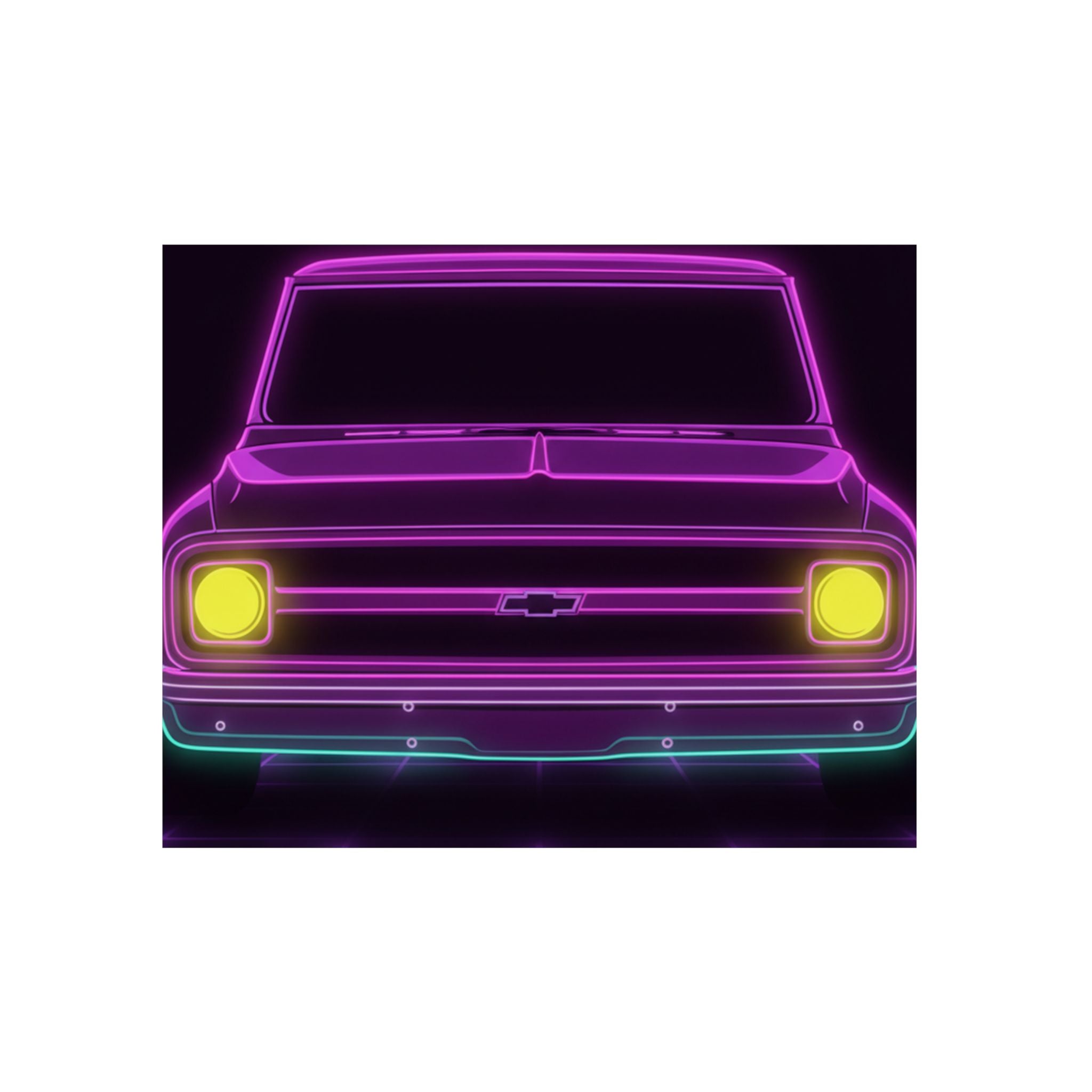 Chevy C10 Pickup (1967-72) Pro-Touring Neon Synthwave Metal Wall Sign