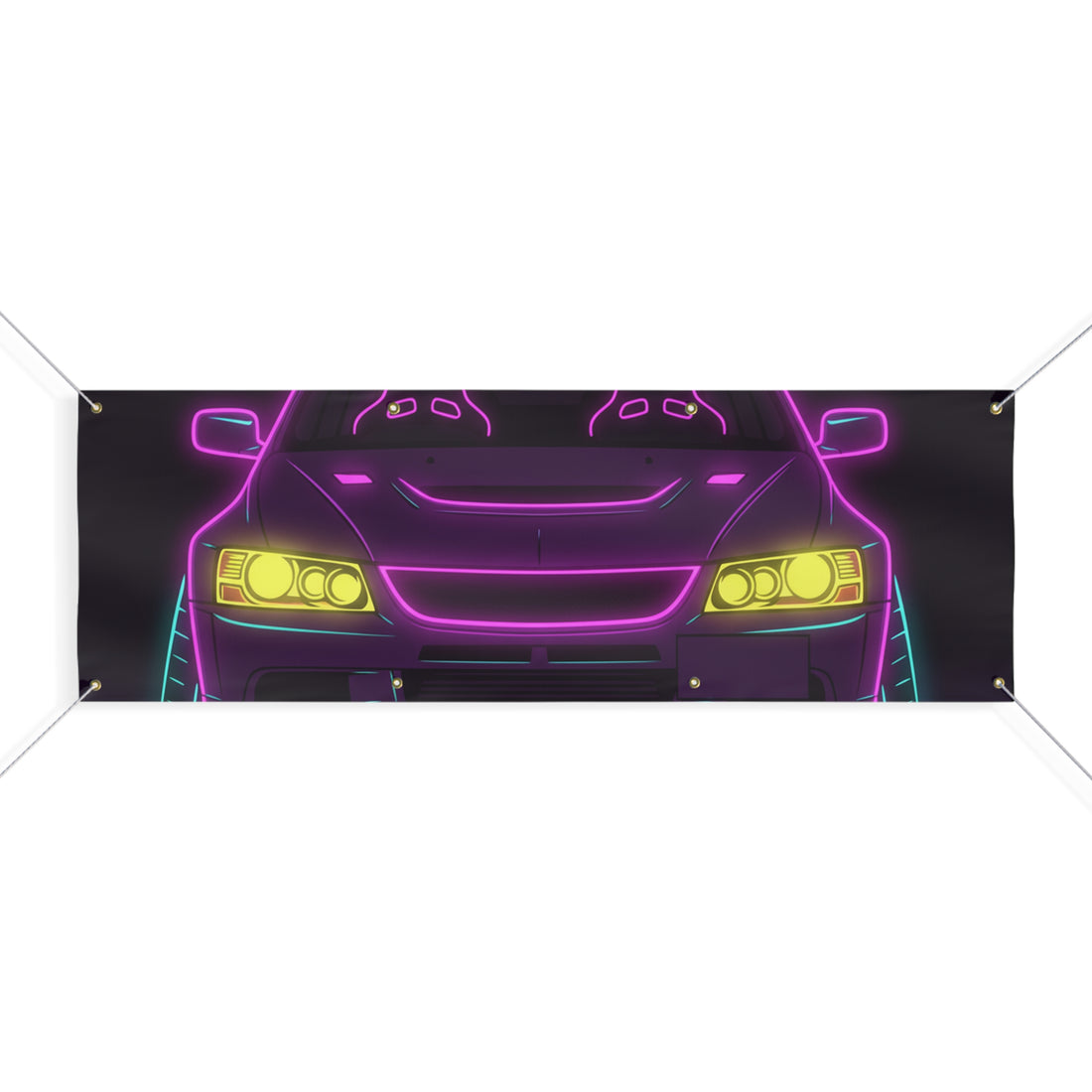 Mitsubishi Evo IX (2005-07) Neon Synthwave Banner