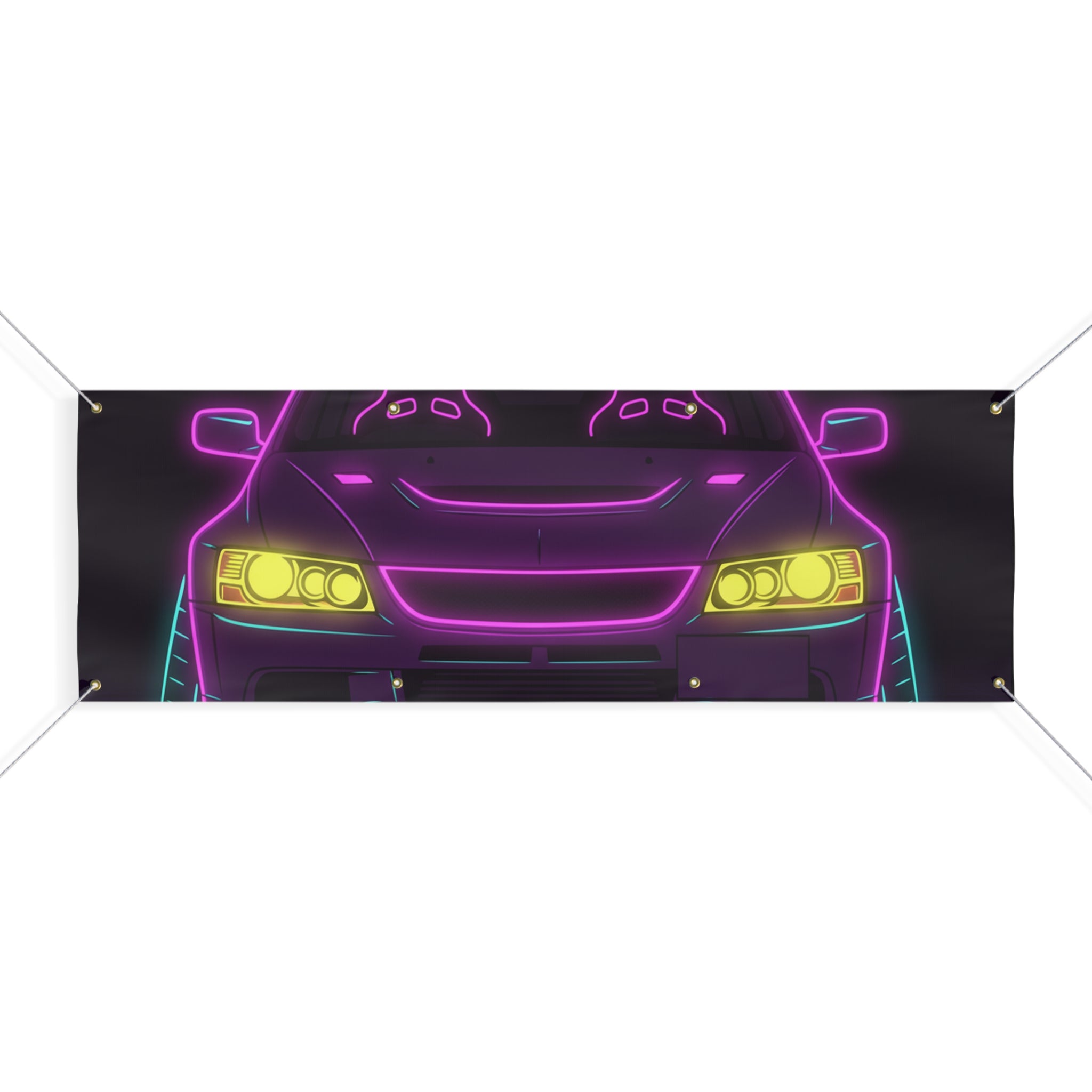 Mitsubishi Evo IX (2005-07) Neon Synthwave Banner