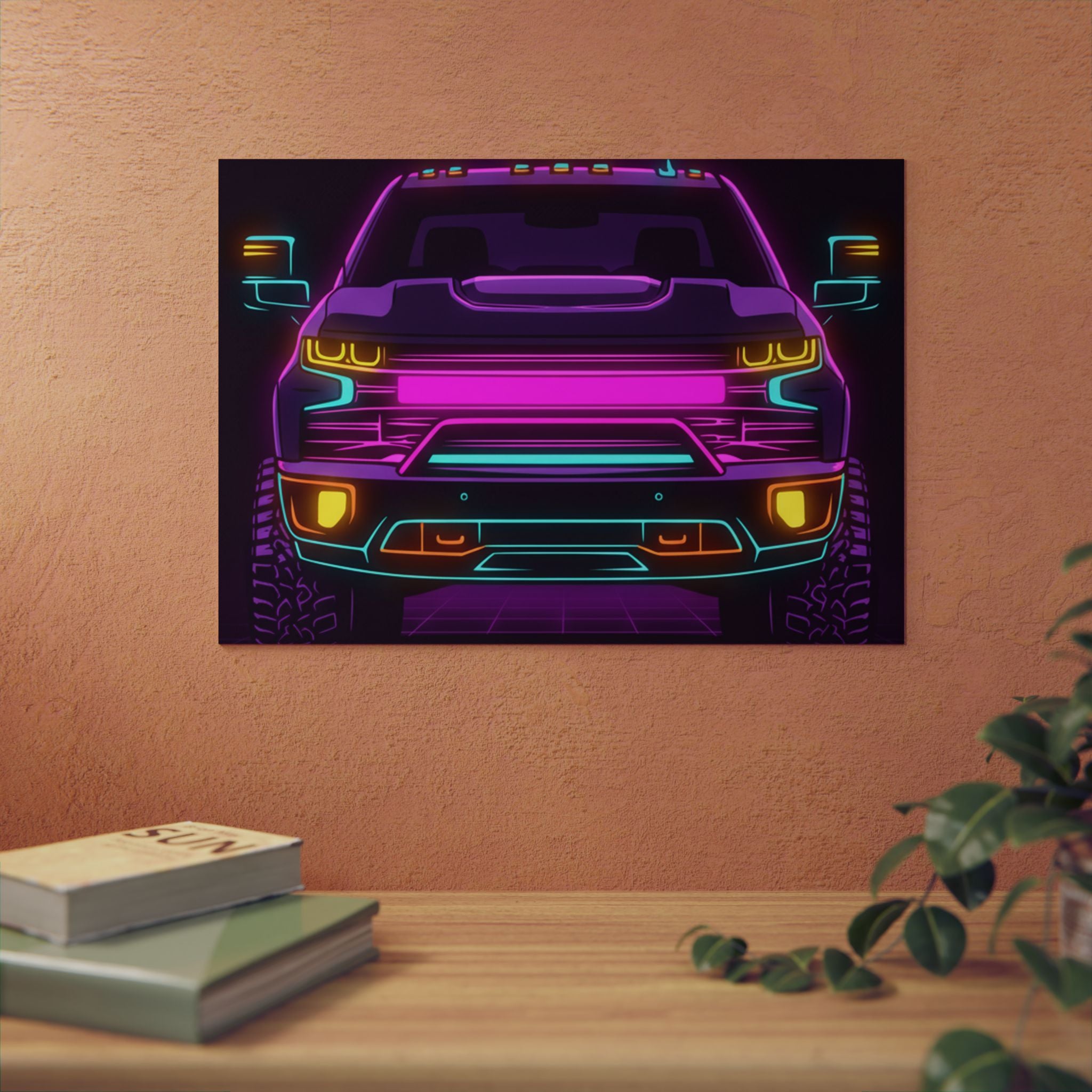 Chevy Silverado Trail Boss (2019+) Neon Synthwave Metal Wall Sign
