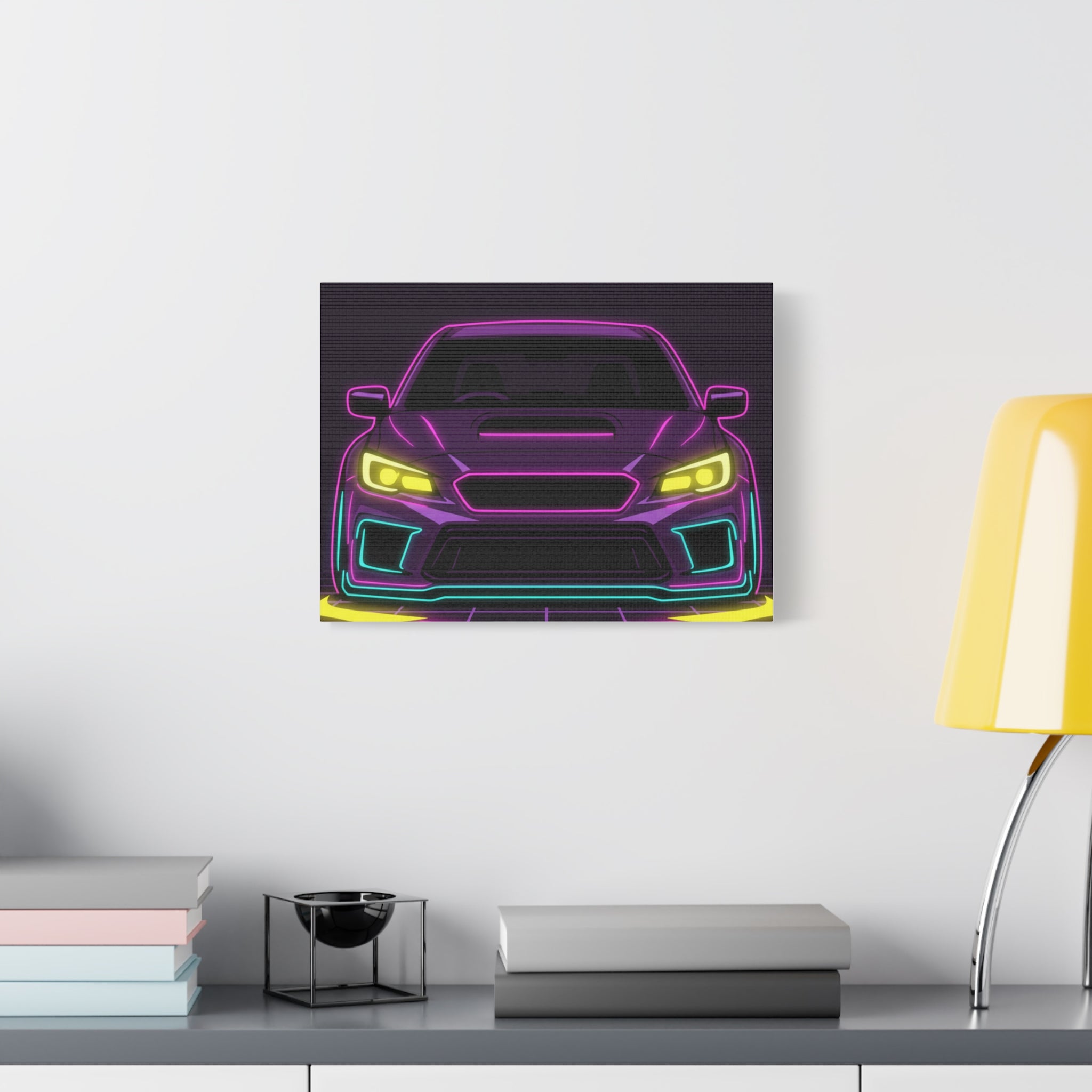 Subaru WRX STI Neon Synthwave Canvas Wall Art