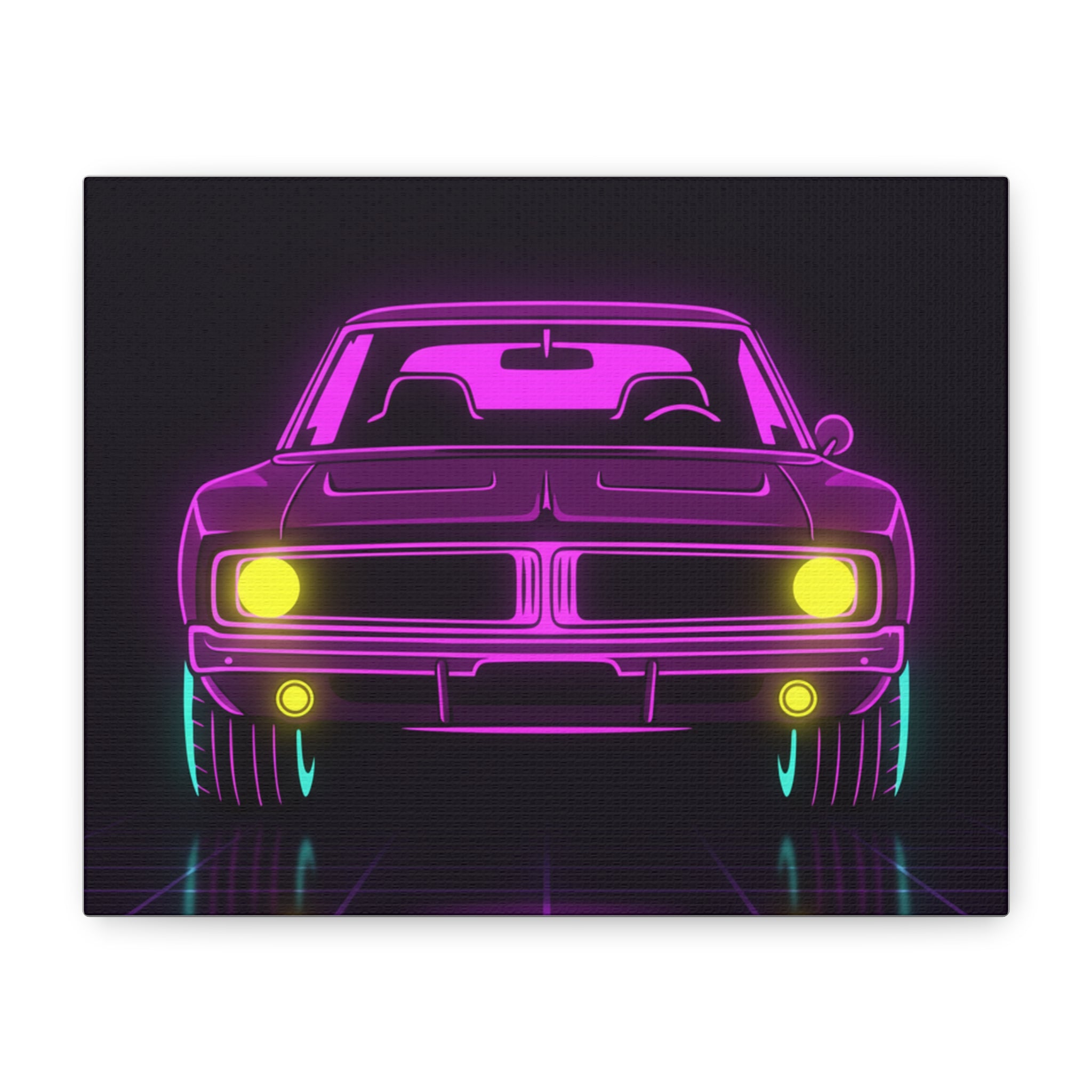 Dodge Charger R/T (1968-70) Resto-Mod Neon Synthwave Canvas Wall Art