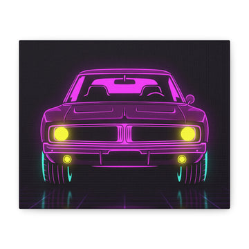 Dodge Charger R/T (1968-70) Resto-Mod Neon Synthwave Canvas Wall Art