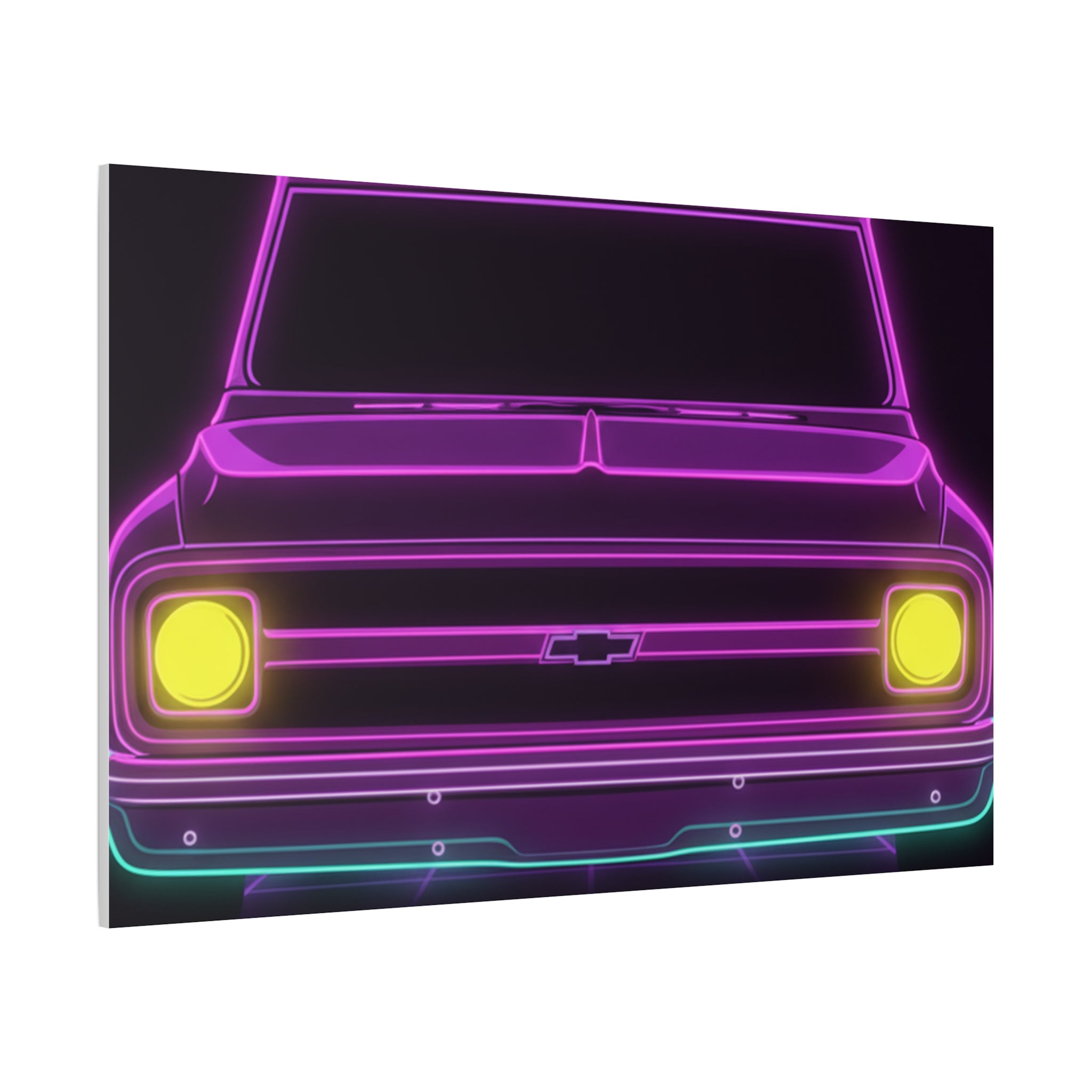 Chevy C10 Pickup (1967-72) Pro-Touring Neon Synthwave Canvas Wall Art