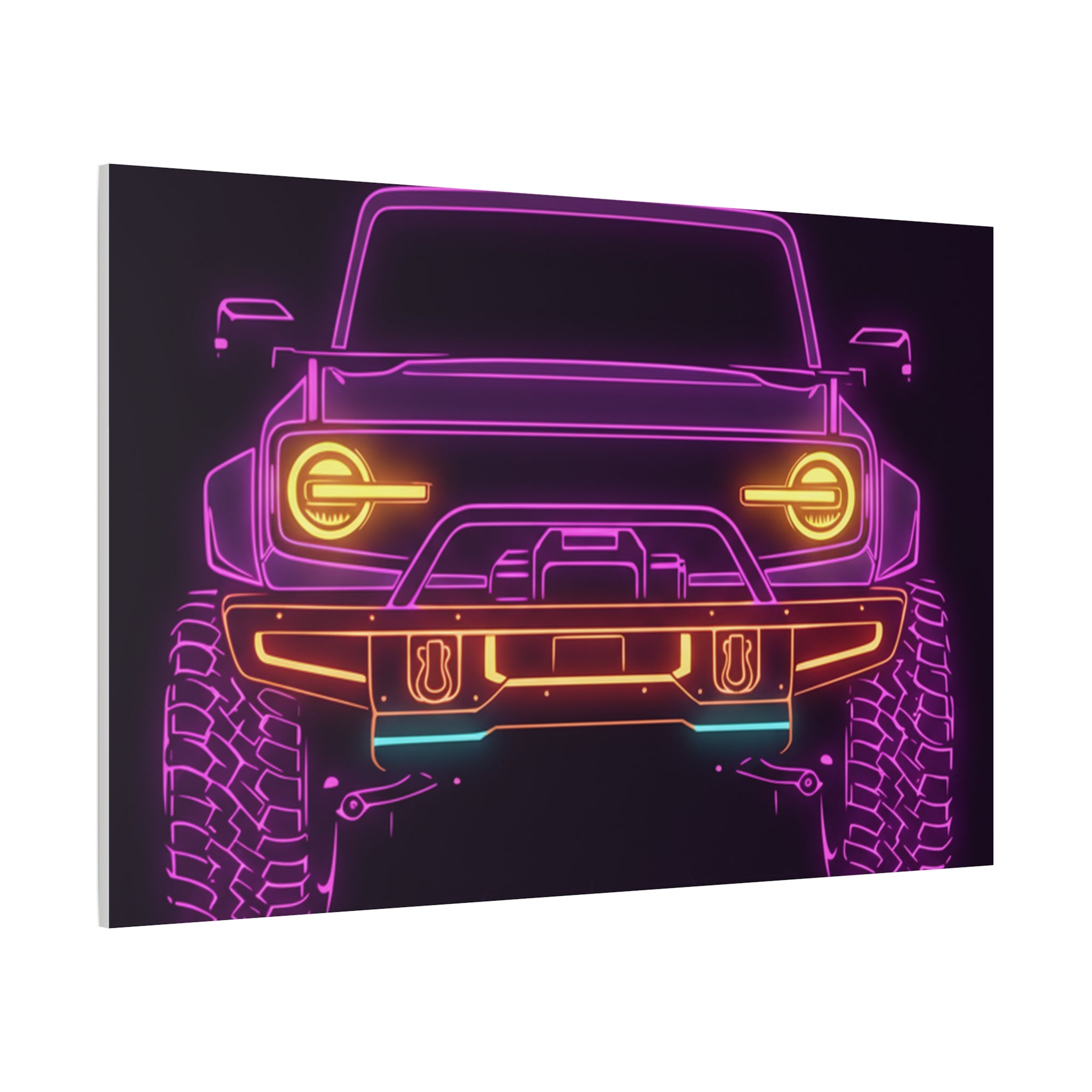 Ford Bronco (2021+) Neon Synthwave Canvas Wall Art