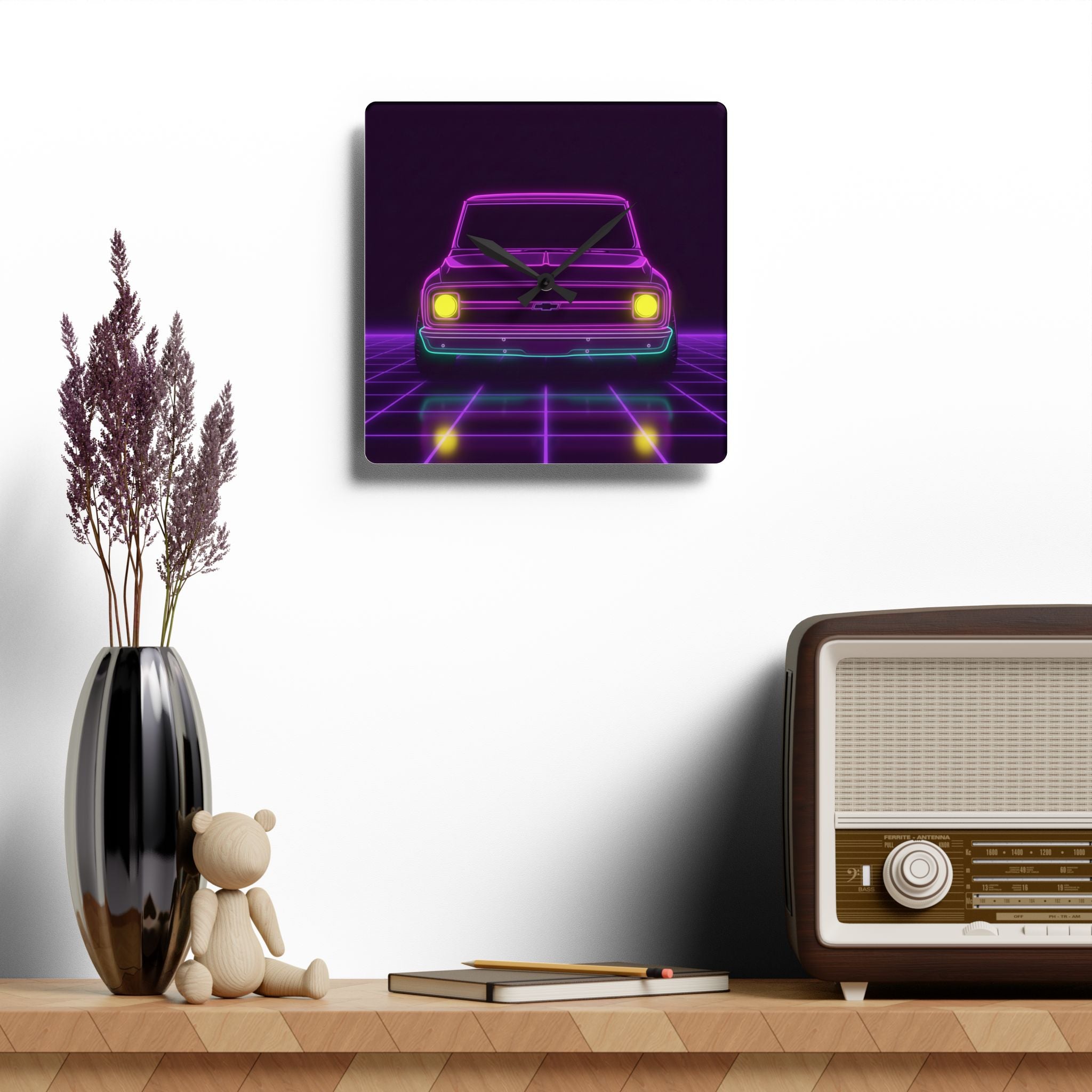 Chevy C10 Pickup (1967-72) Pro-Touring Neon Synthwave Wall Clock