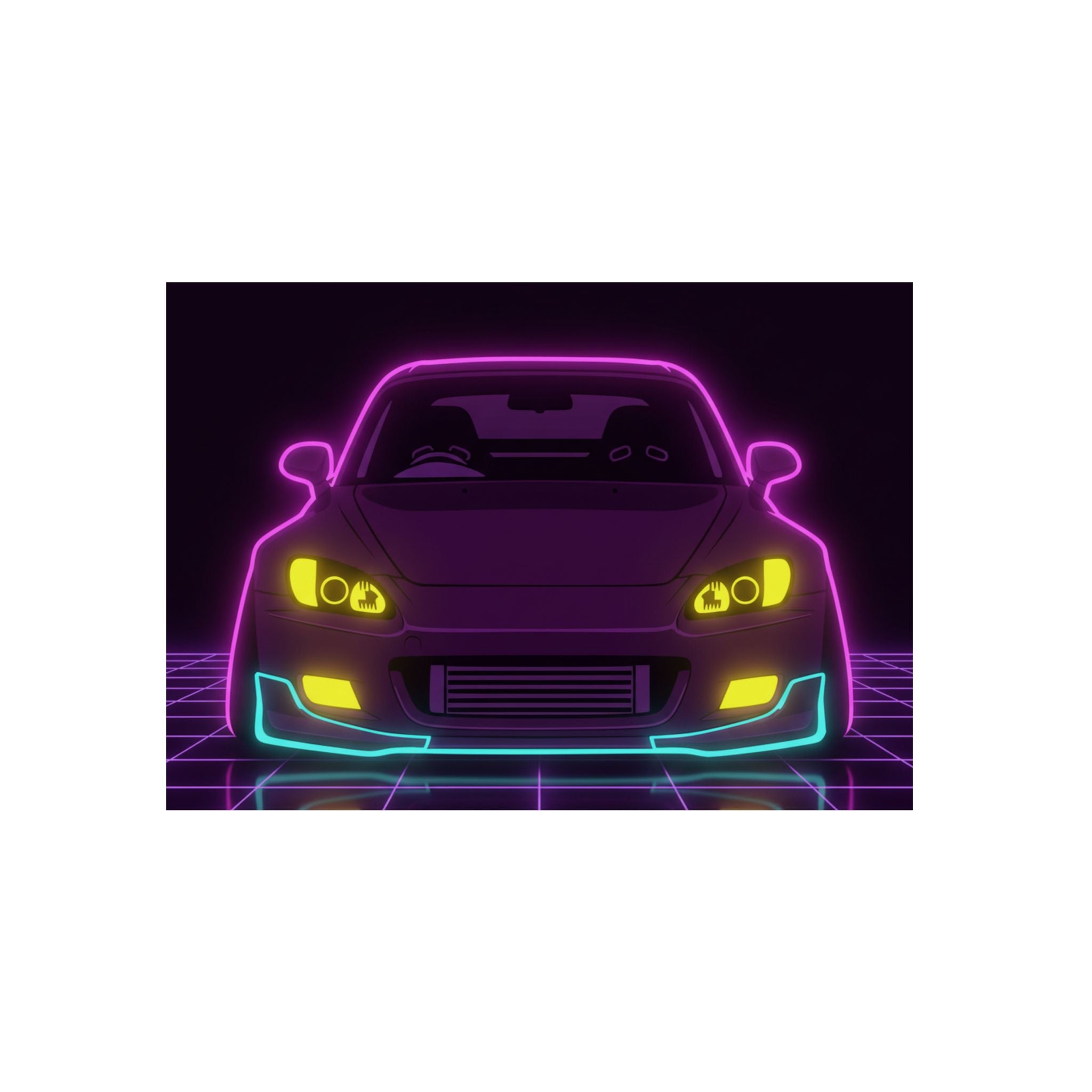 Honda S2000 (1999-09) Neon Synthwave Metal Wall Sign