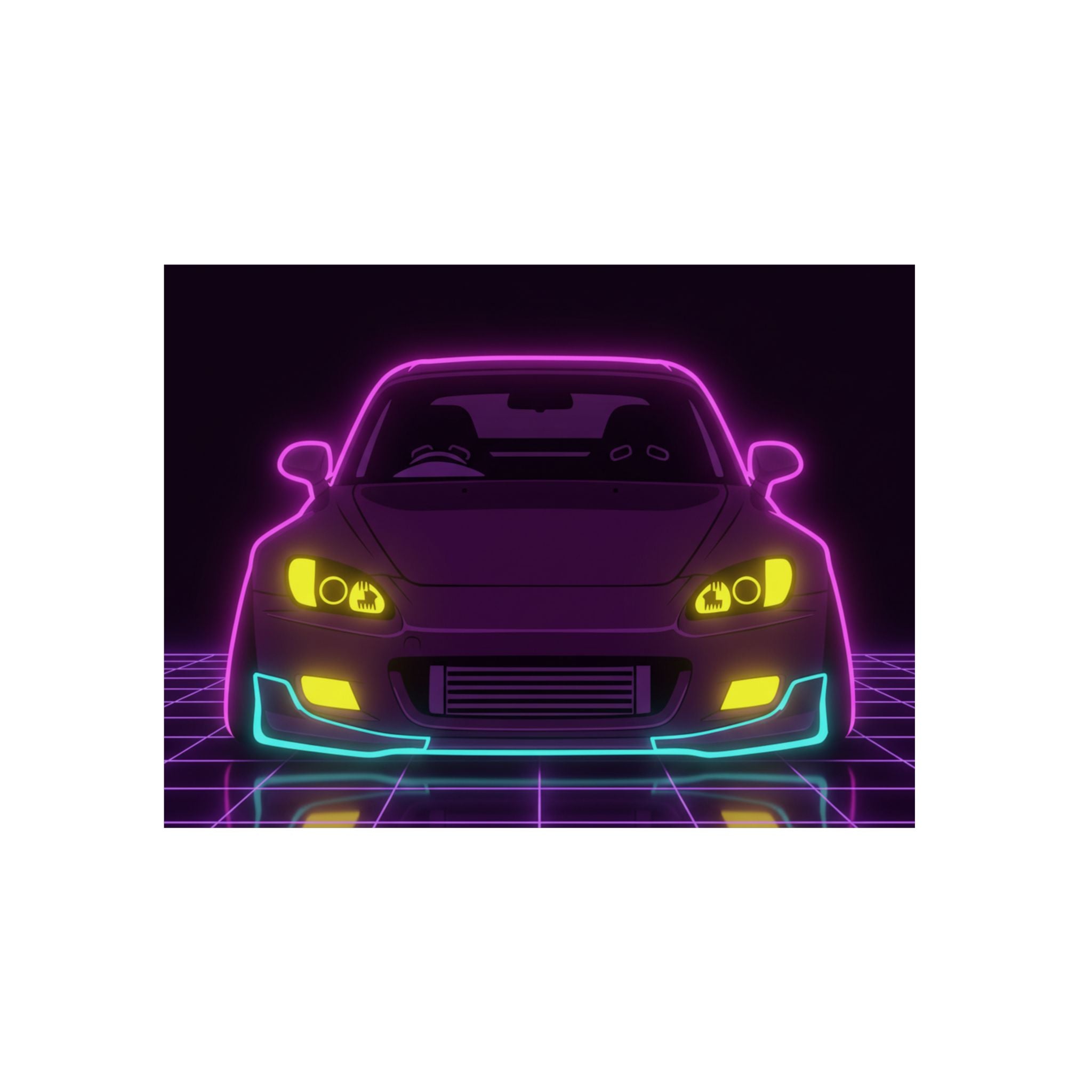 Honda S2000 (1999-09) Neon Synthwave Metal Wall Sign