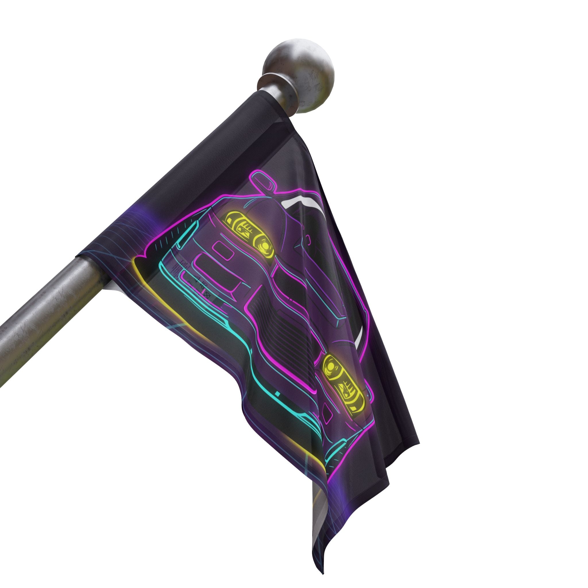 Nissan GT-R Neon Synthwave Garage Flag