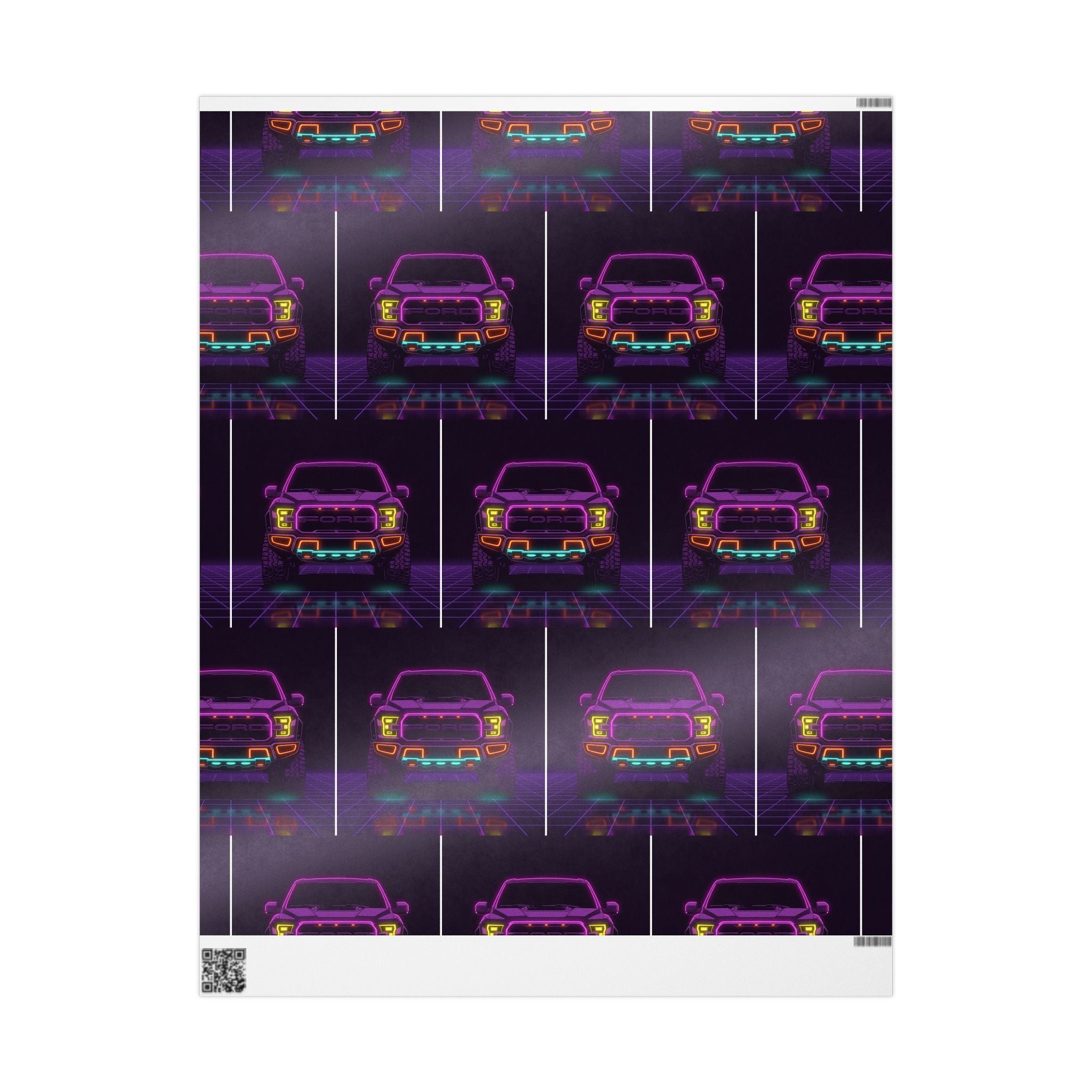 Ford F-150 Raptor Gen 2 Neon Synthwave Gift Wrapping Paper