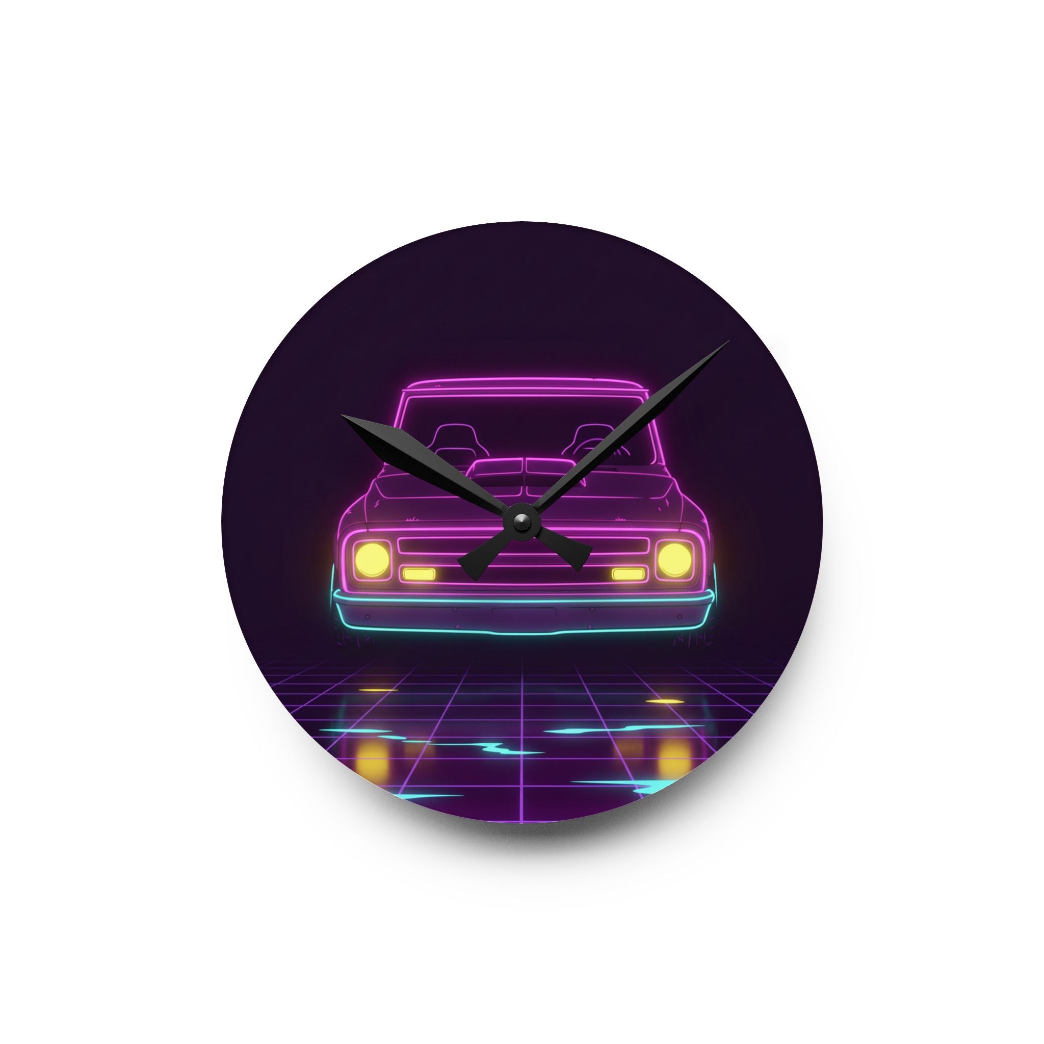 Chevy C10 Pickup (1967-72) Neon Synthwave Wall Clock