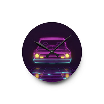 Chevy C10 Pickup (1967-72) Neon Synthwave Wall Clock