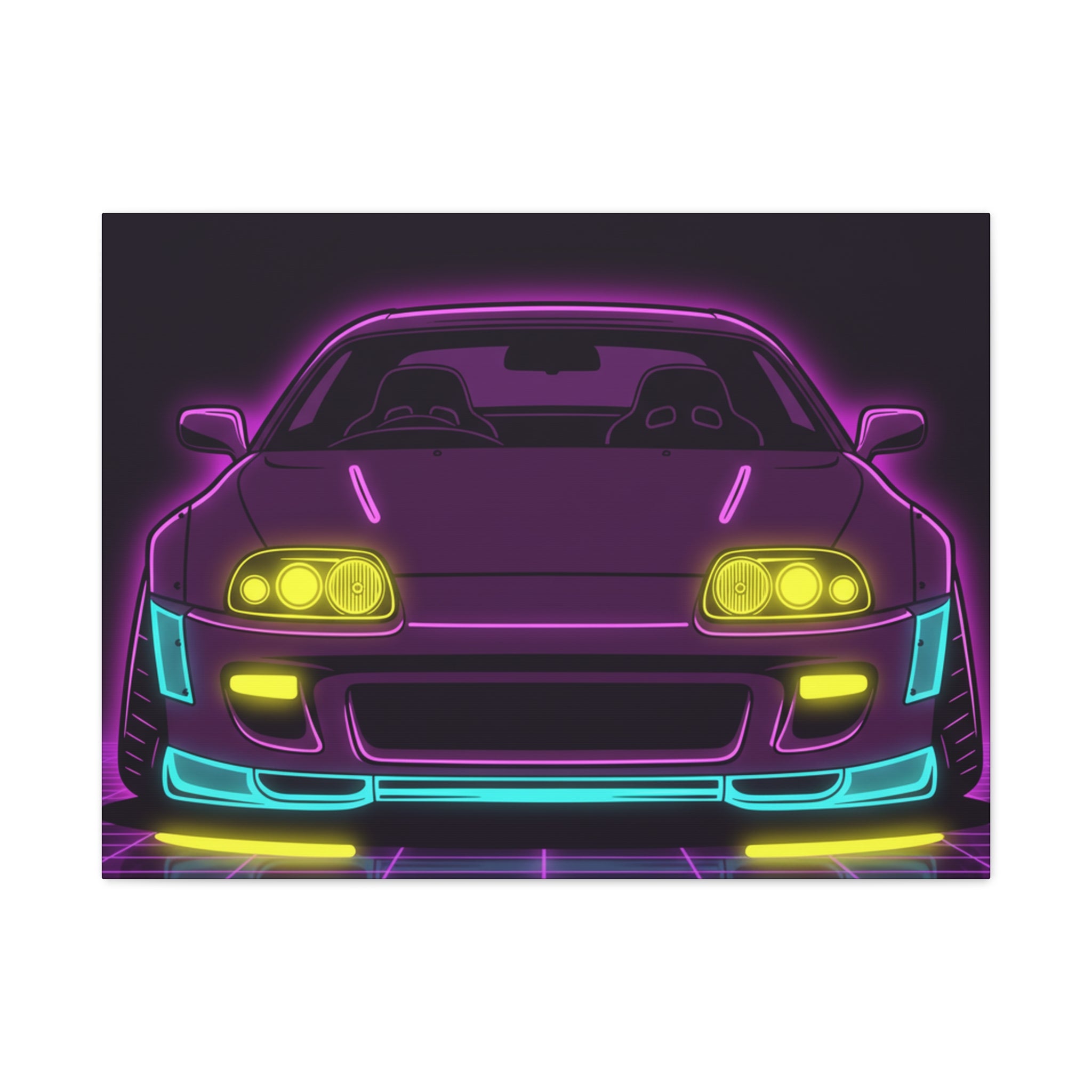 Toyota Supra MK4 Neon Synthwave Canvas Wall Art