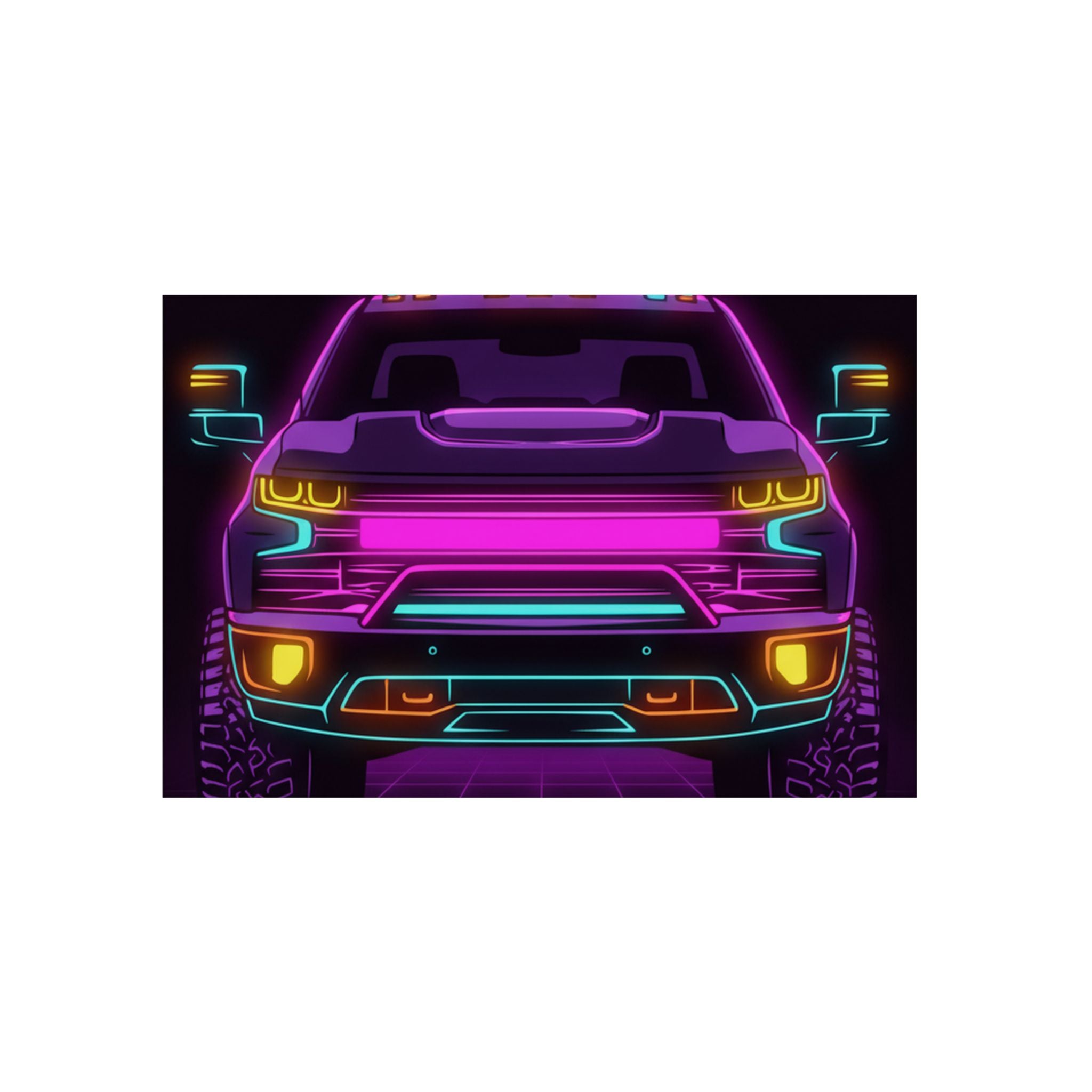 Chevy Silverado Trail Boss (2019+) Neon Synthwave Metal Wall Sign