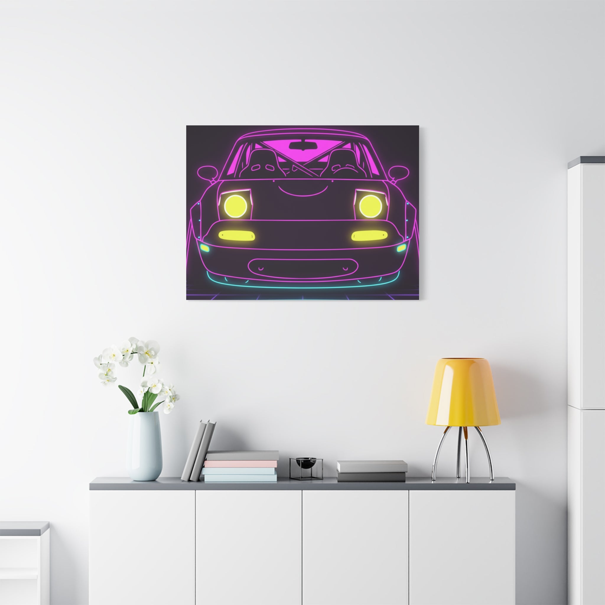 Mazda Miata NA (1989-97) Neon Synthwave Canvas Wall Art