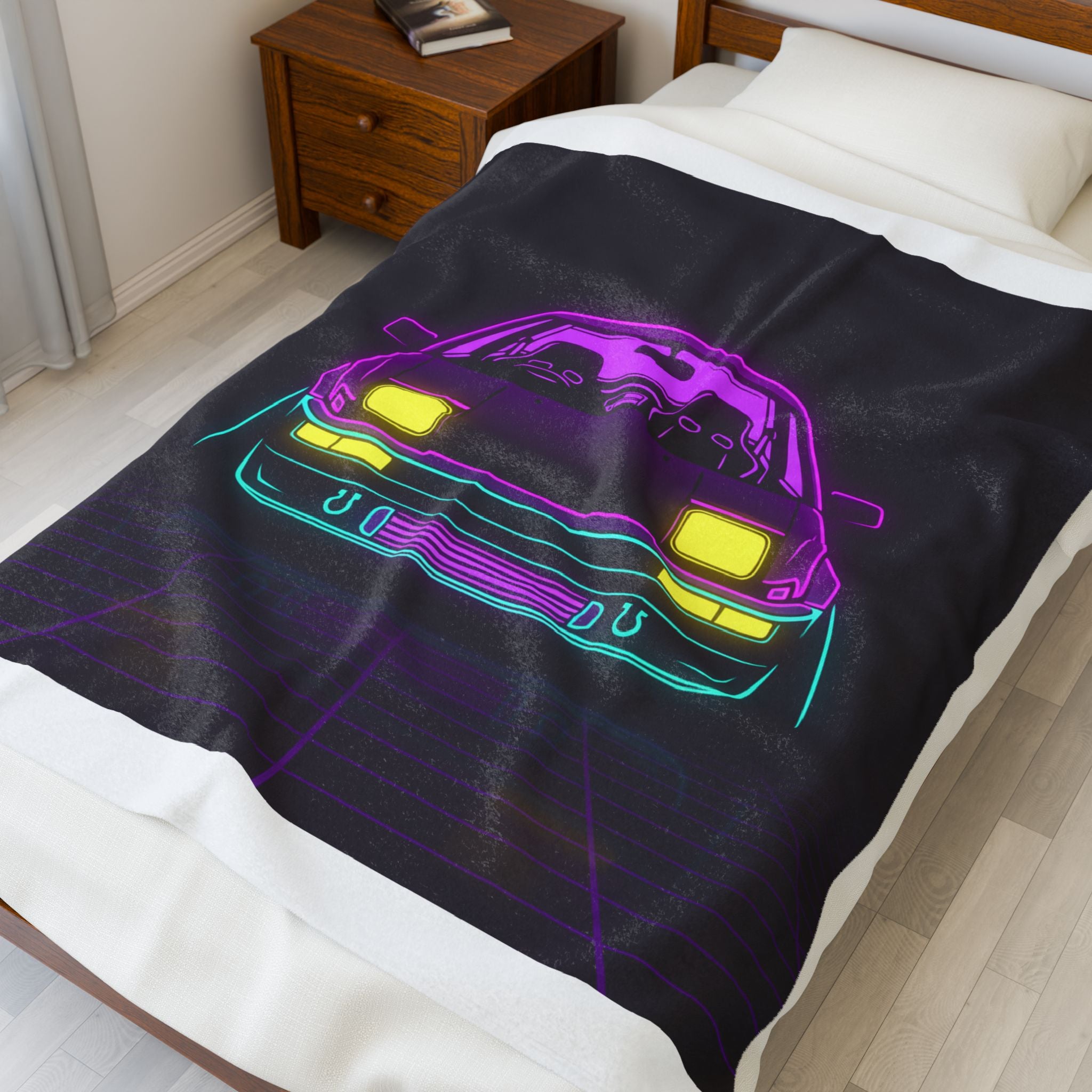 Toyota AE86 (1983-87) Neon Synthwave Velveteen Plush Blanket