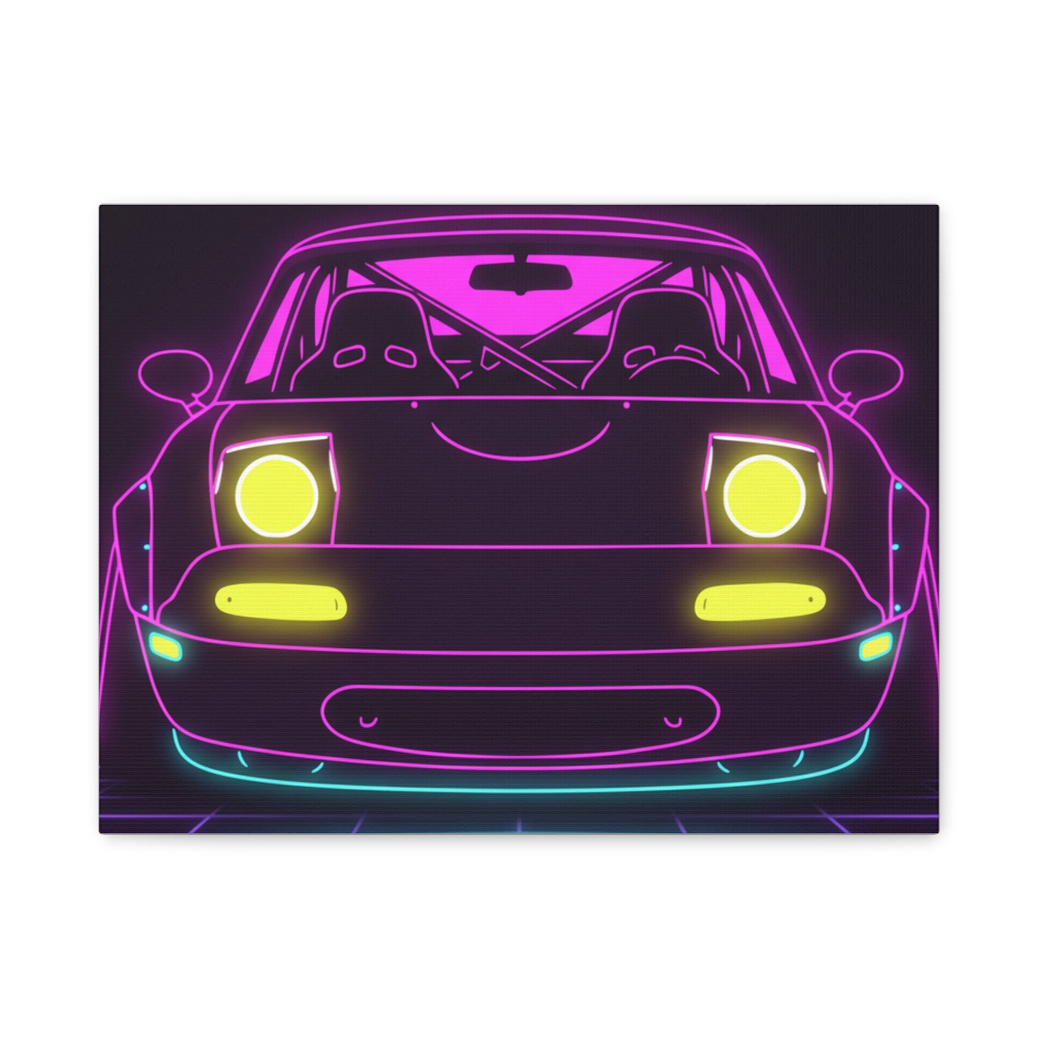 Mazda Miata NA (1989-97) Neon Synthwave Canvas Wall Art