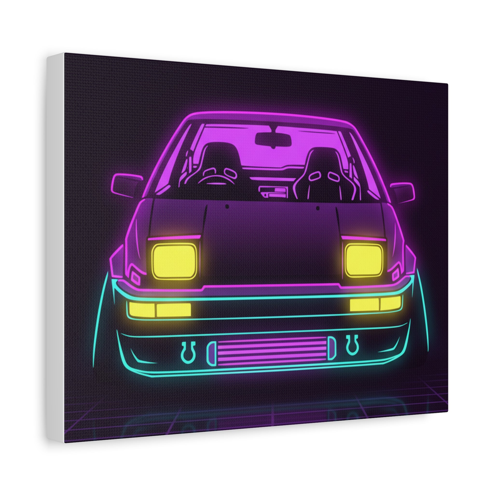 Toyota AE86 (1983-87) Neon Synthwave Canvas Wall Art