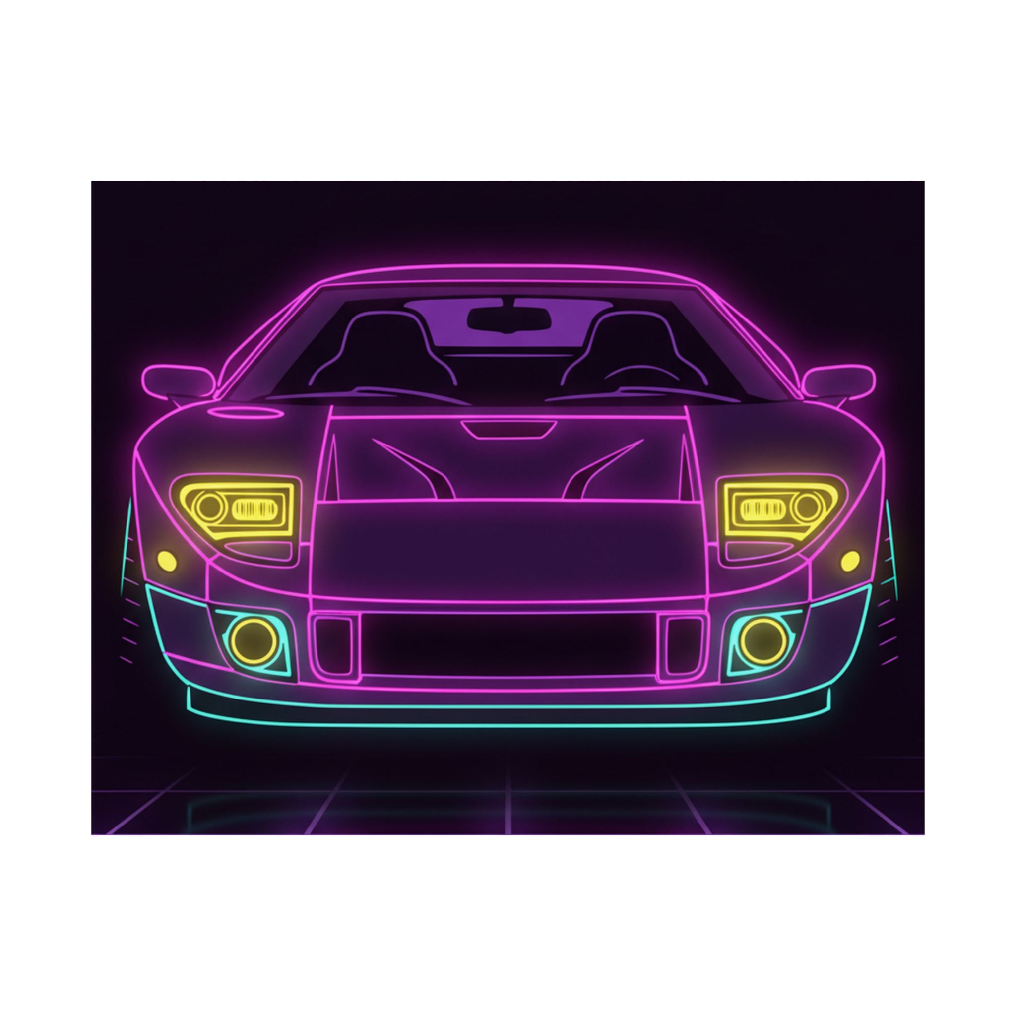Ford GT40 (1964-69) Neon Synthwave Poster