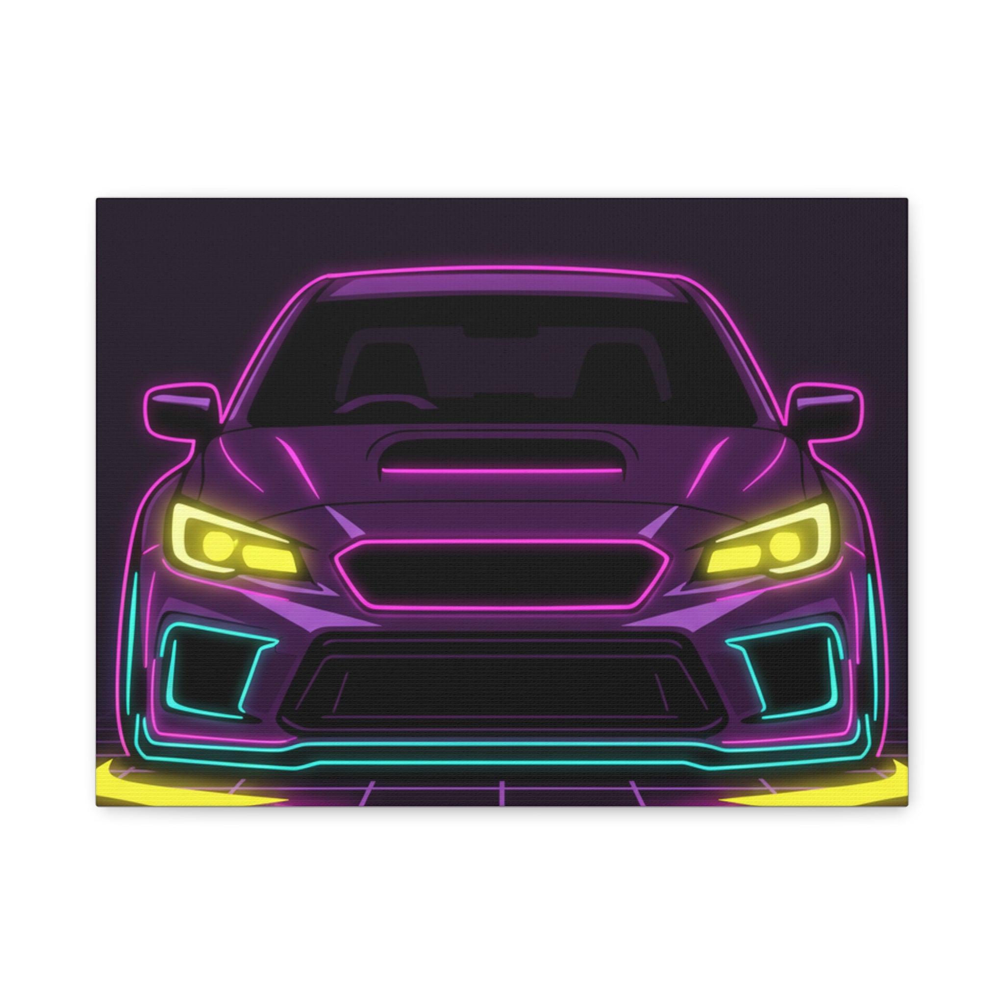 Subaru WRX STI Neon Synthwave Canvas Wall Art