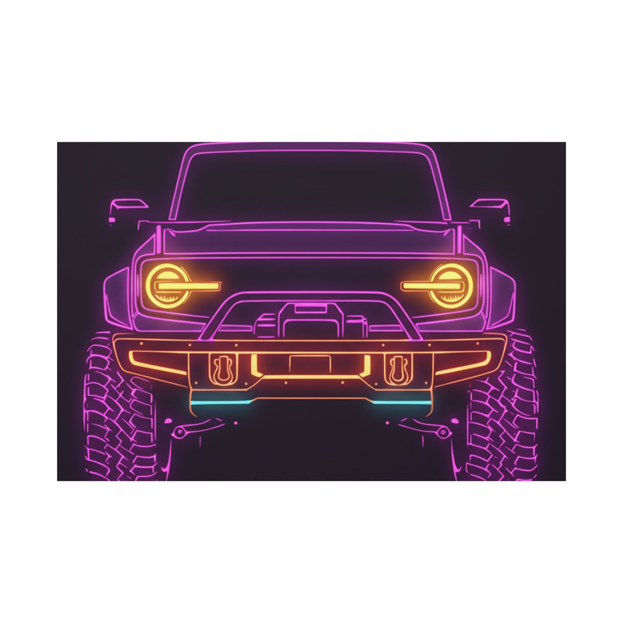 Ford Bronco (2021+) Neon Synthwave Canvas Wall Art