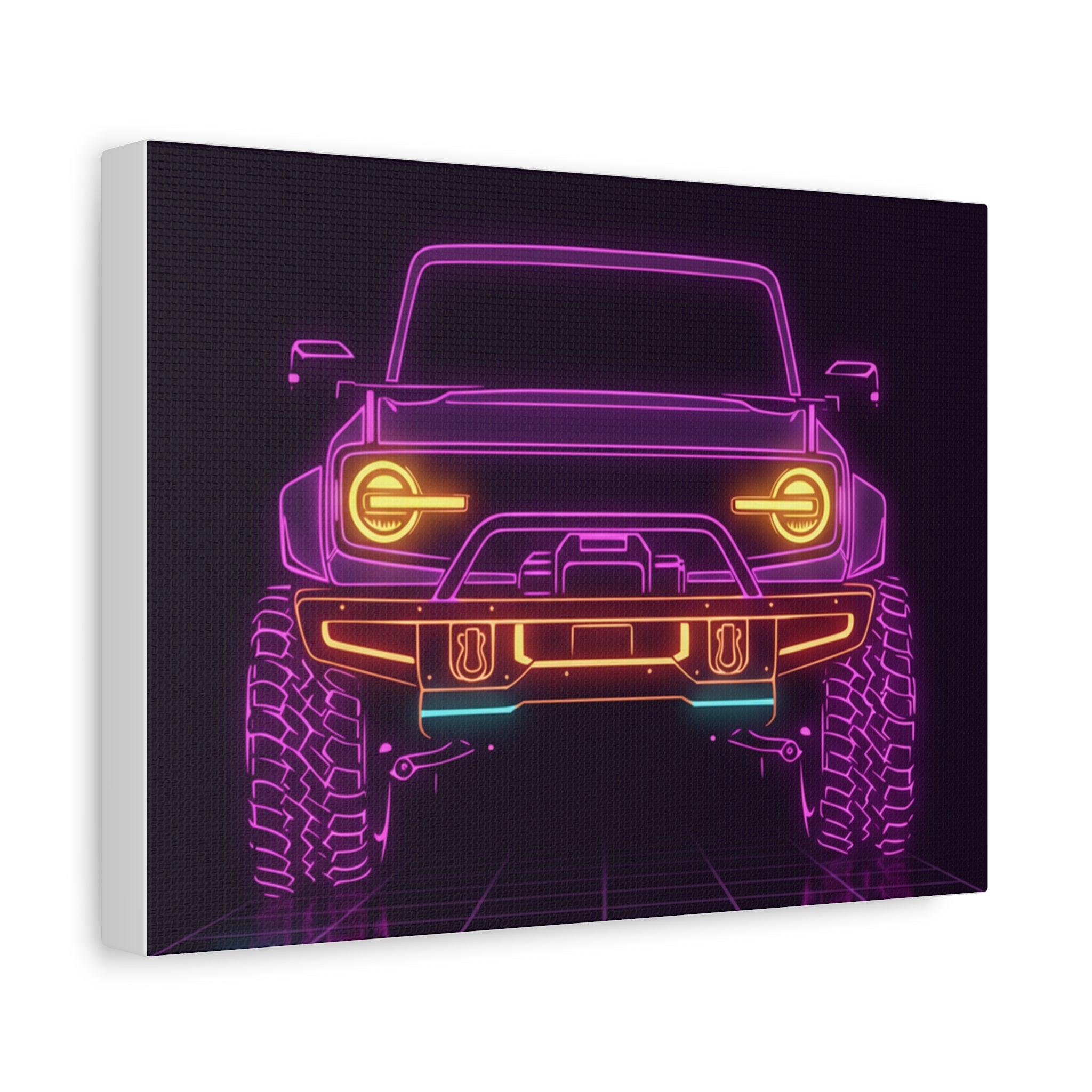 Ford Bronco (2021+) Neon Synthwave Canvas Wall Art