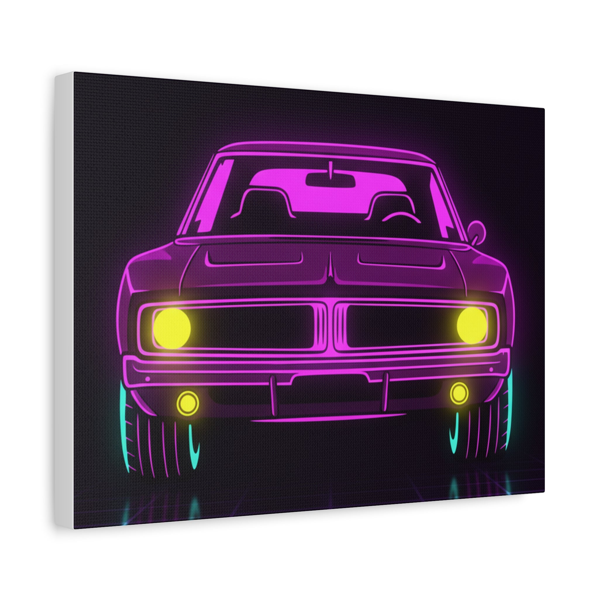 Dodge Charger R/T (1968-70) Resto-Mod Neon Synthwave Canvas Wall Art