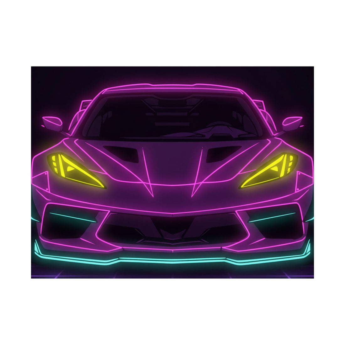 Corvette C8 (2020+) Neon Synthwave Poster