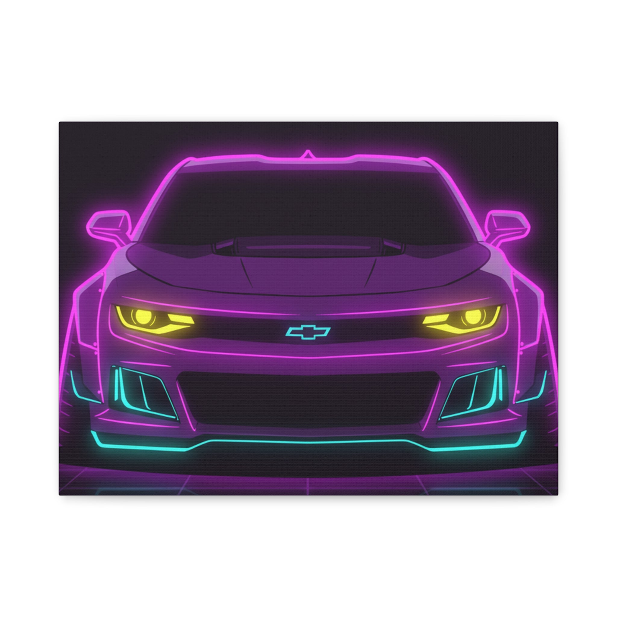 Chevrolet Camaro ZL1 Neon Synthwave Canvas Wall Art