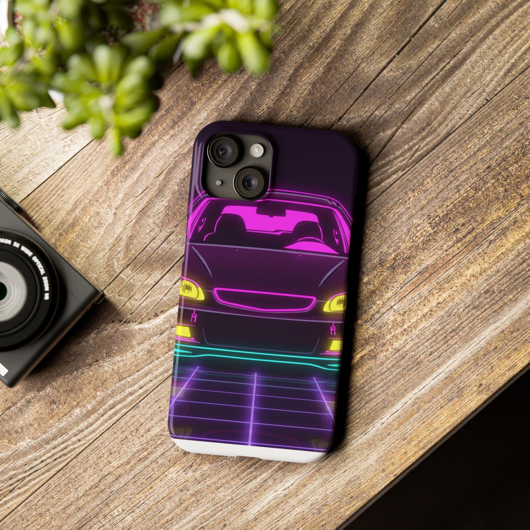 Honda Civic EK Hatch Neon Synthwave Phone Case