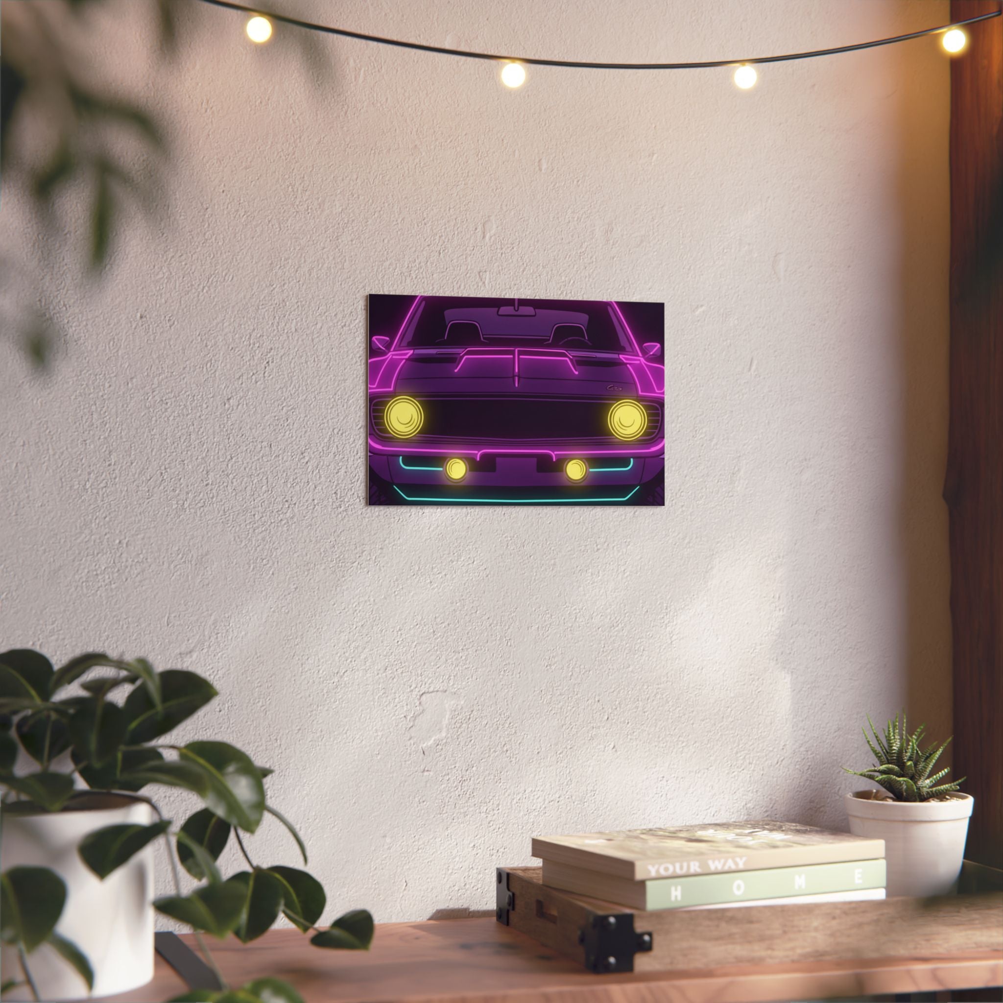 1969 Chevrolet Camaro SS Neon Synthwave Metal Wall Sign