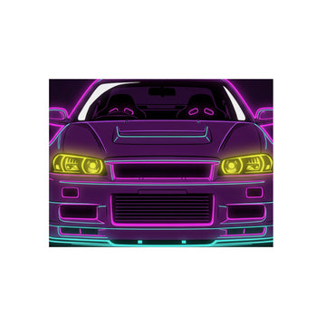 Nissan GT-R Neon Synthwave Metal Wall Sign