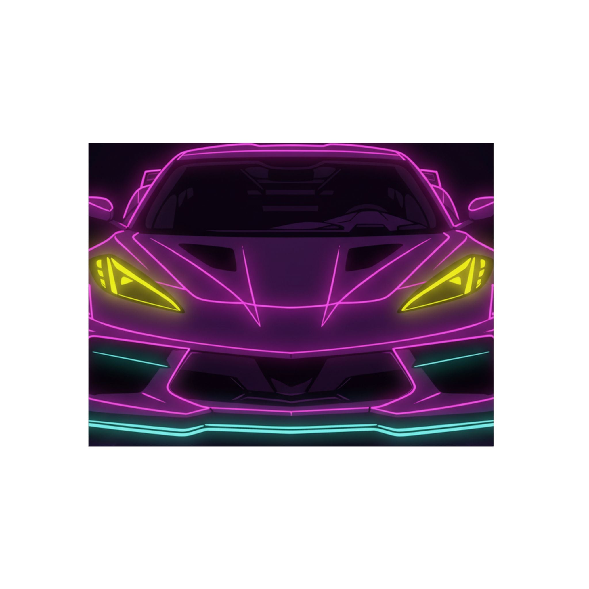 Corvette C8 (2020+) Neon Synthwave Metal Wall Sign