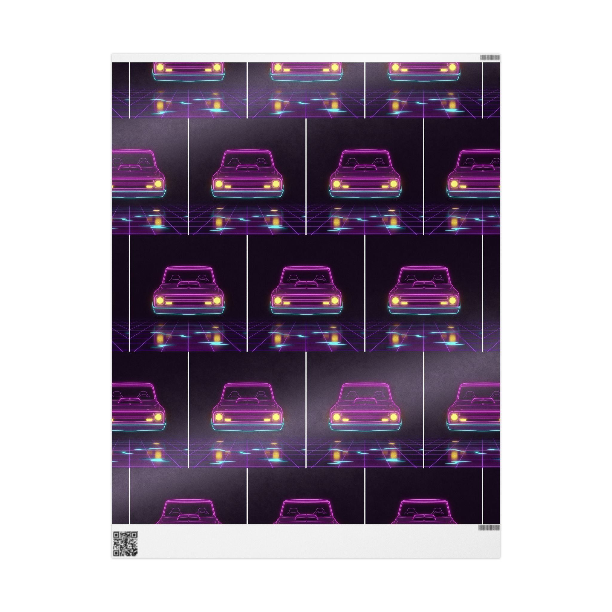 Chevy C10 Pickup (1967-72) Neon Synthwave Gift Wrapping Paper
