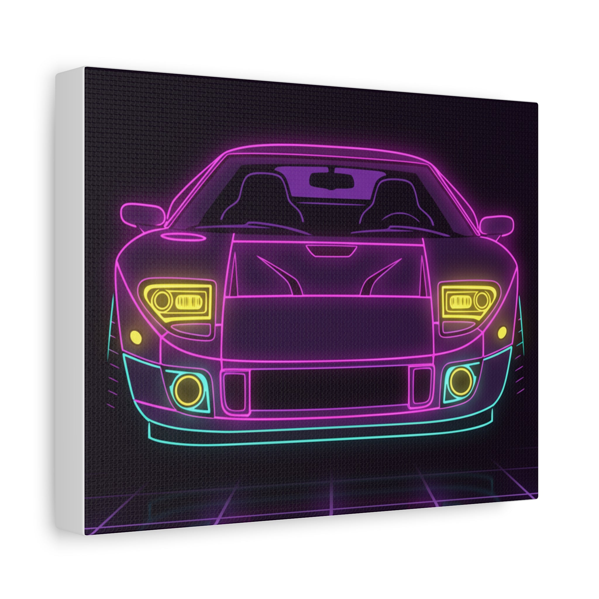 Ford GT40 (1964-69) Neon Synthwave Canvas Wall Art