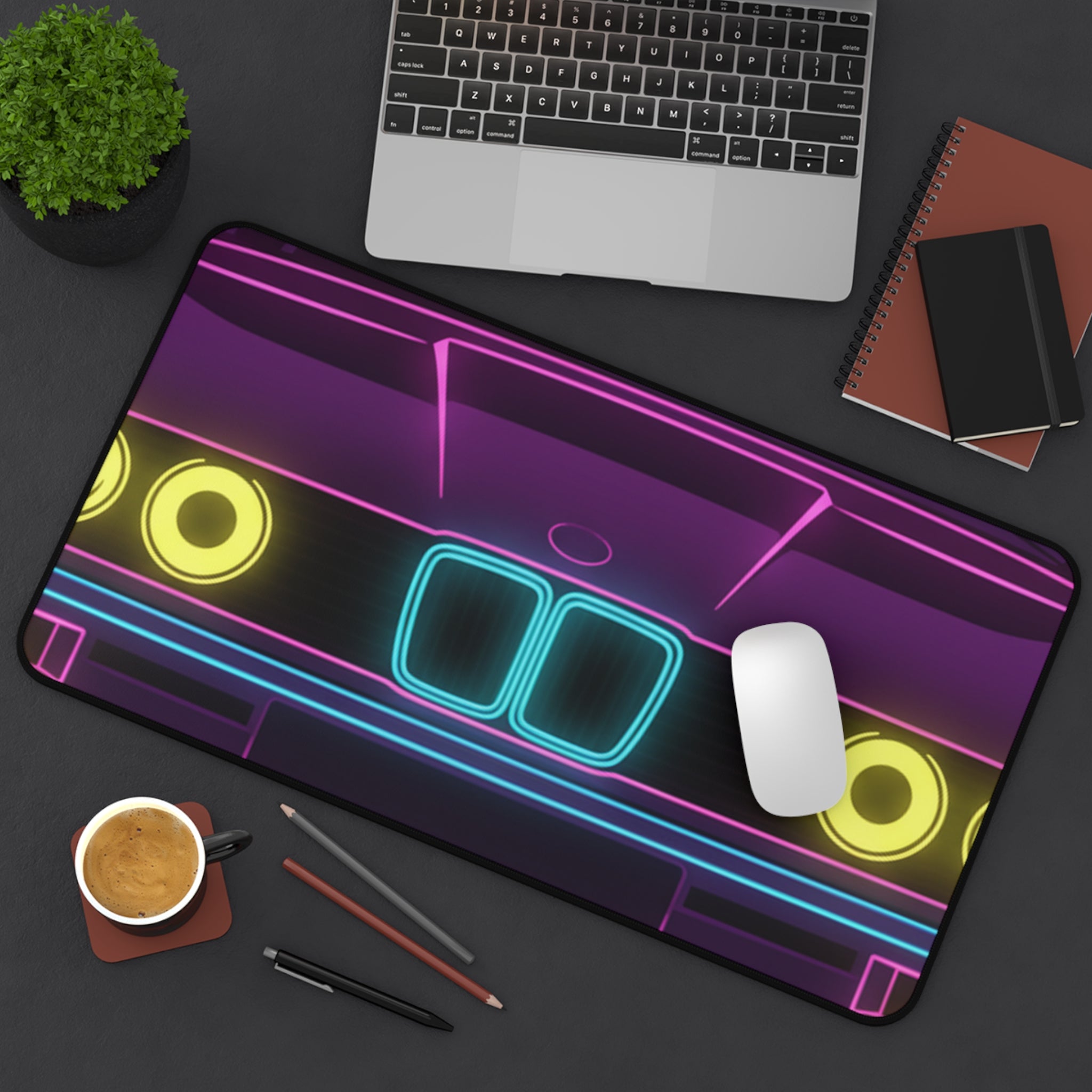 BMW E30 Neon Synthwave Desk Mat