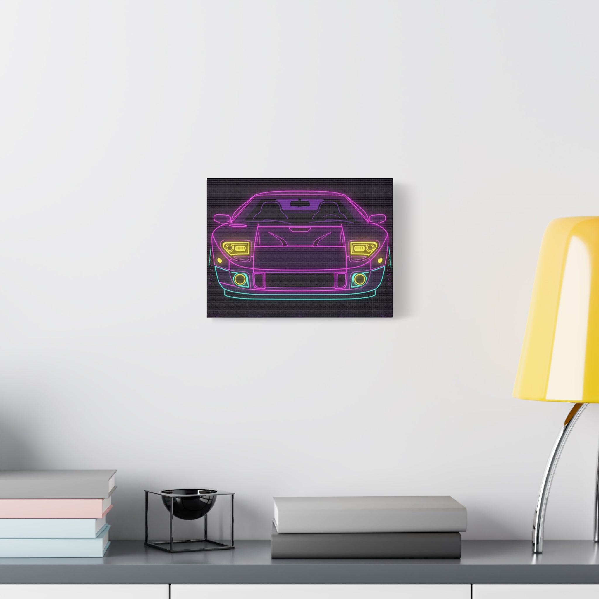 Ford GT40 (1964-69) Neon Synthwave Canvas Wall Art