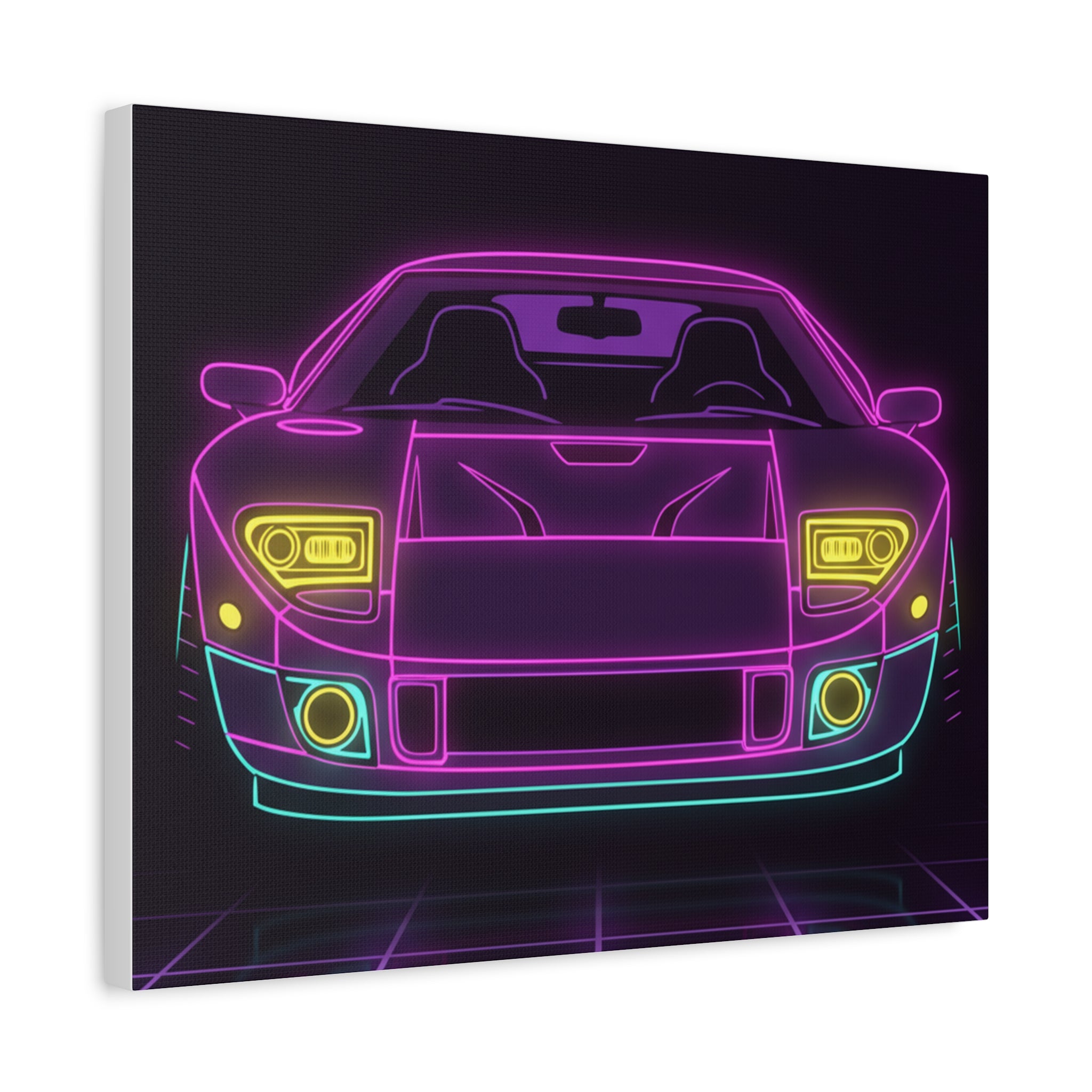 Ford GT40 (1964-69) Neon Synthwave Canvas Wall Art