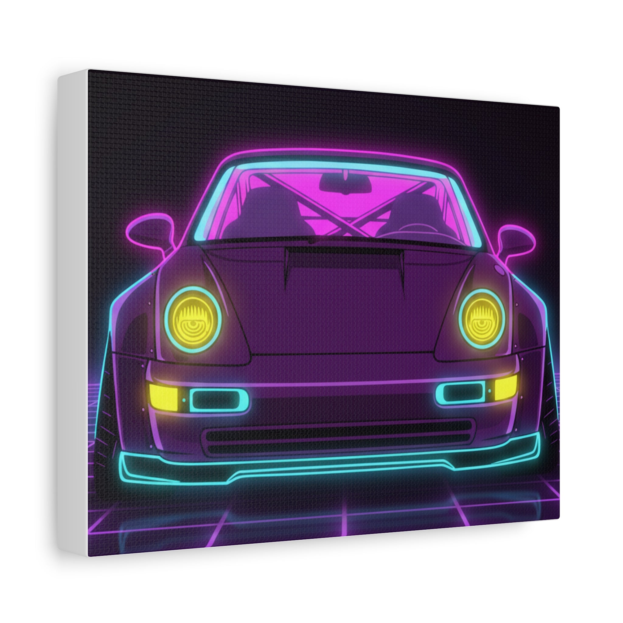 Porsche 964 Turbo Neon Synthwave Canvas Wall Art