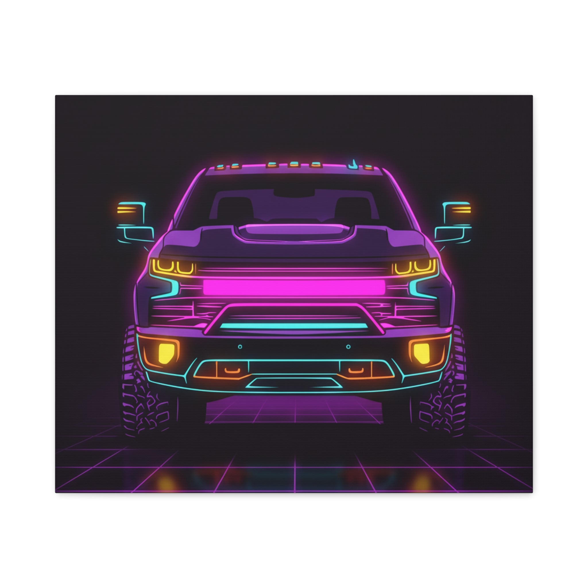 Chevy Silverado Trail Boss (2019+) Neon Synthwave Canvas Wall Art