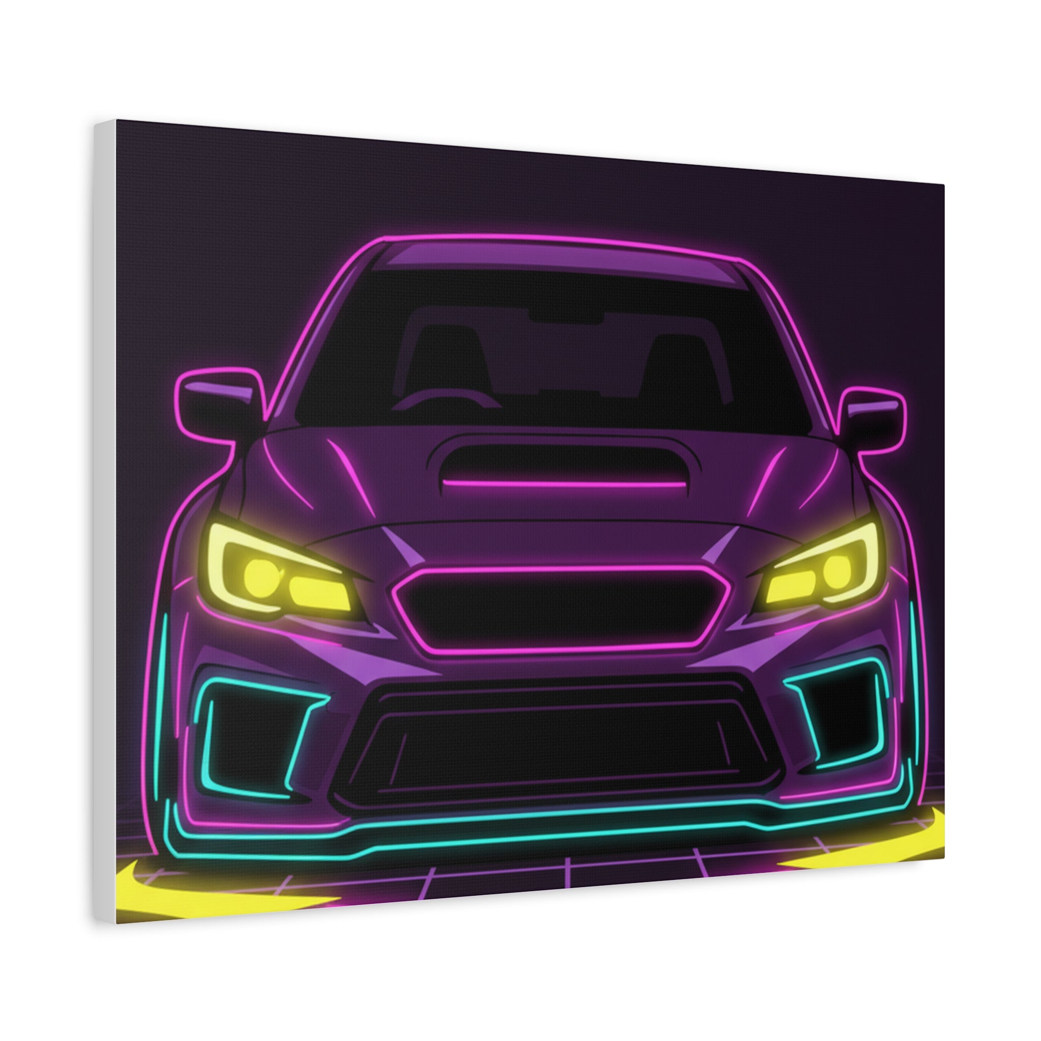 Subaru WRX STI Neon Synthwave Canvas Wall Art