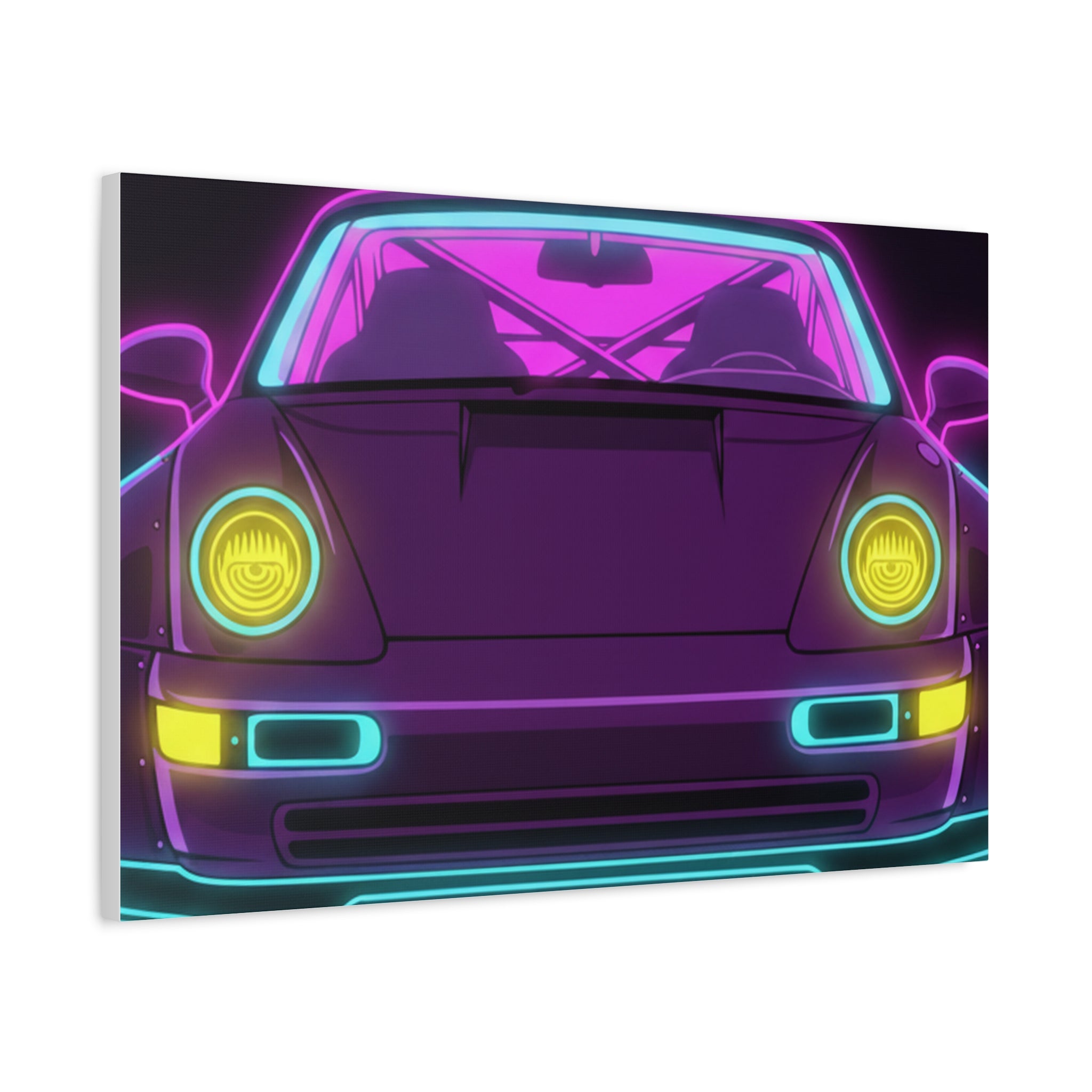 Porsche 964 Turbo Neon Synthwave Canvas Wall Art