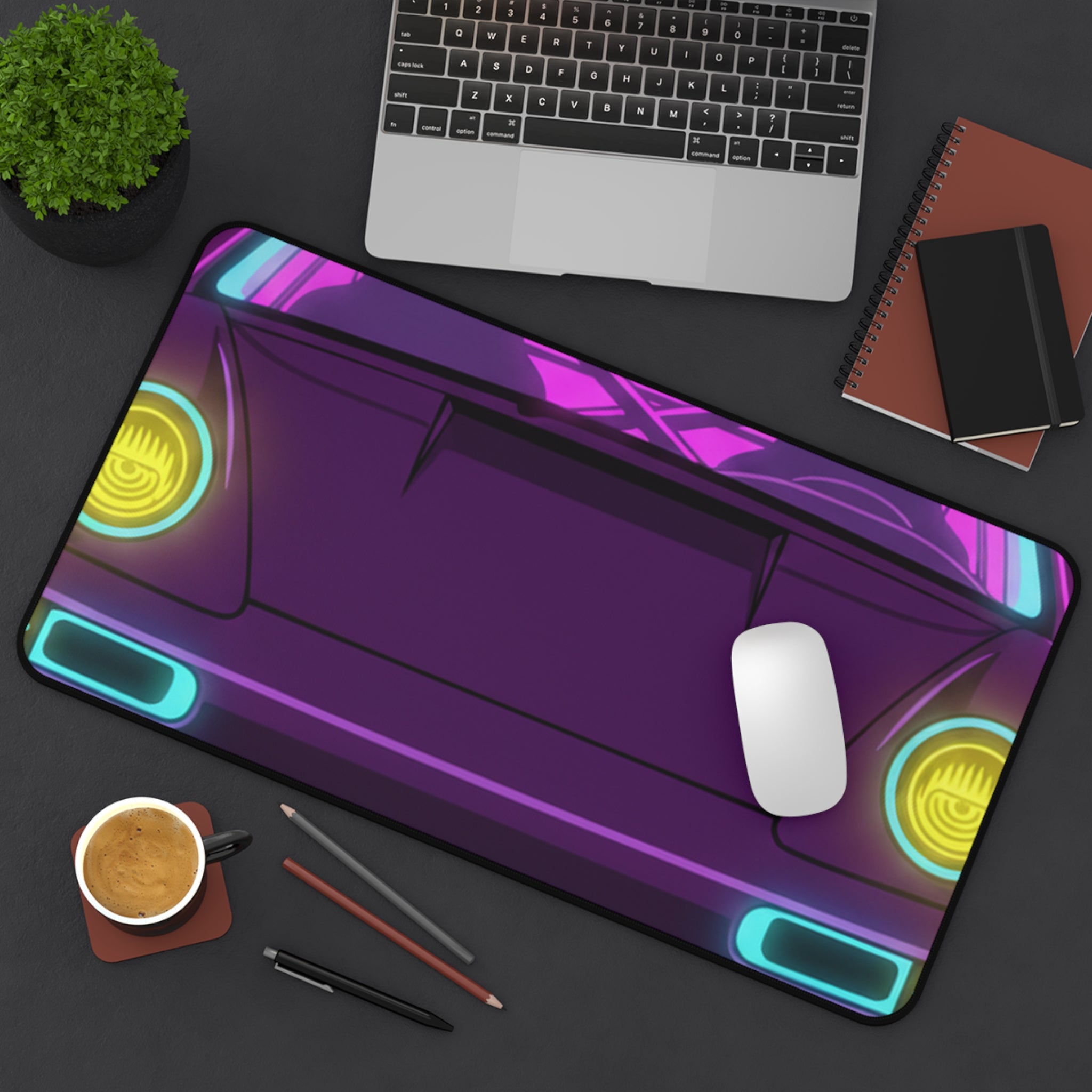Porsche 964 Turbo Neon Synthwave Desk Mat