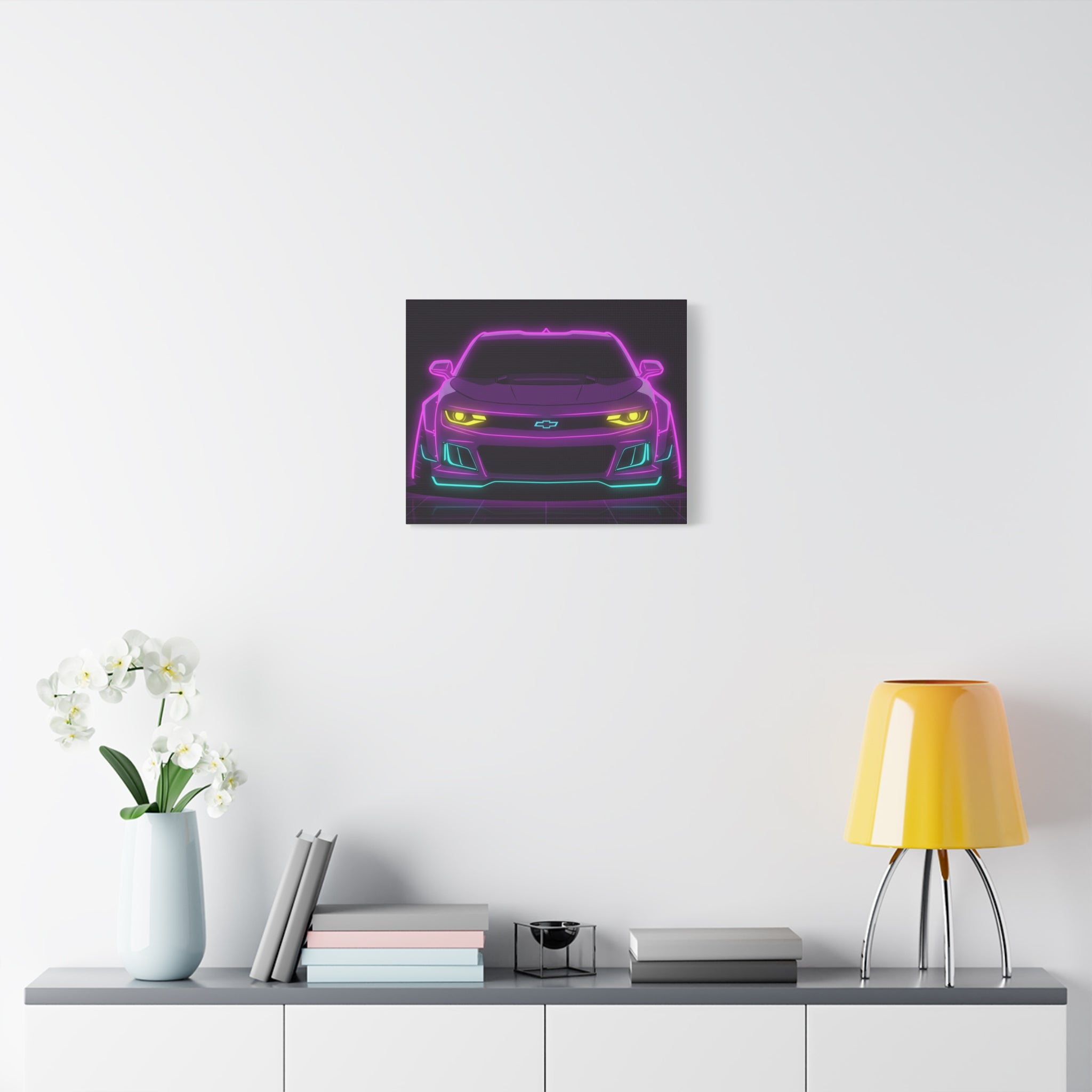 Chevrolet Camaro ZL1 Neon Synthwave Canvas Wall Art
