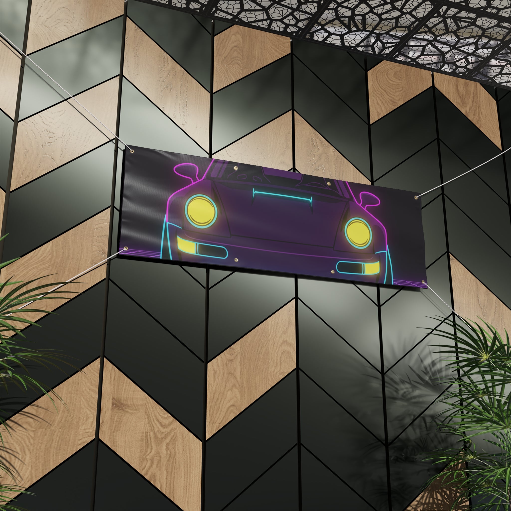 Porsche 964 Singer Neon Synthwave Banner